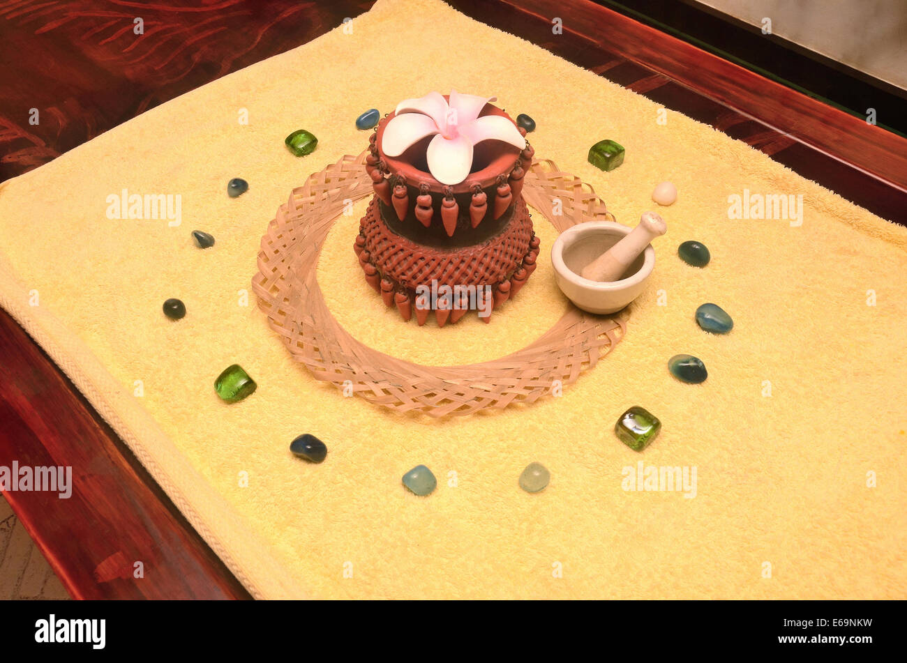 Ayurveda Panchakarma treatment set up. Pune, Maharashtra Stock Photo