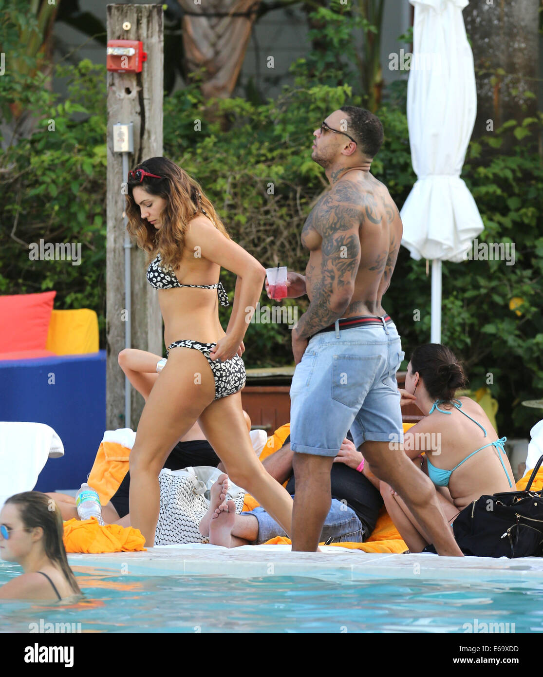 Kelly Brook and boyfriend David McIntosh relax together during their holiday in Miami  Featuring: Kelly Brook,David McIntosh Where: Miami, Florida, United States When: 02 Feb 2014 Stock Photo
