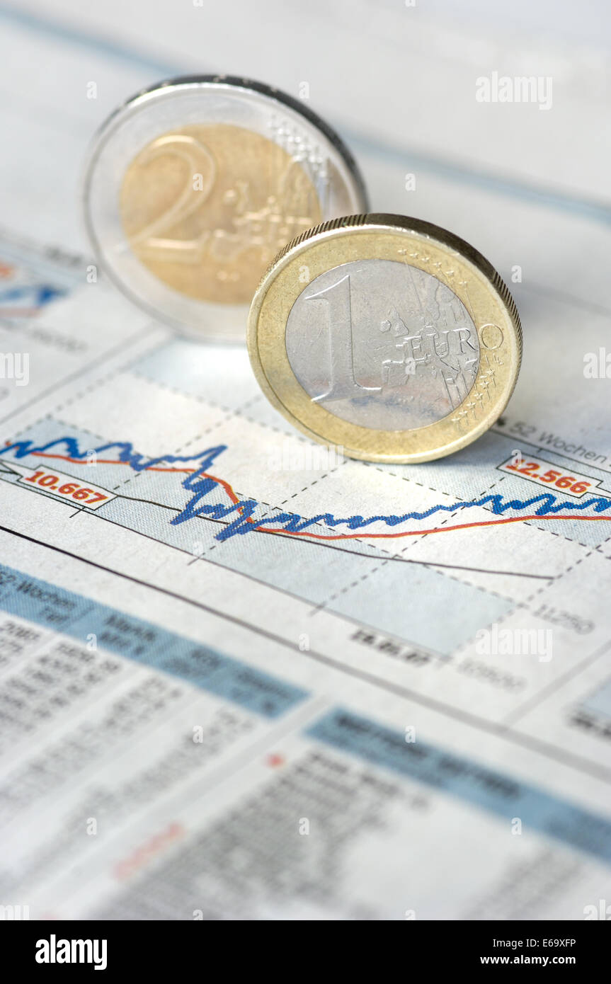 euro,shares,stock price Stock Photo