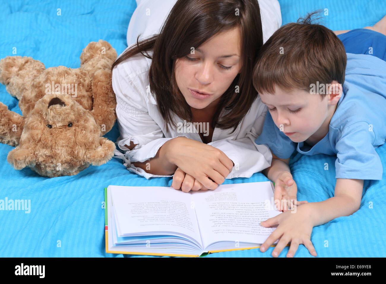 mother,listening,son,storytelling Stock Photo