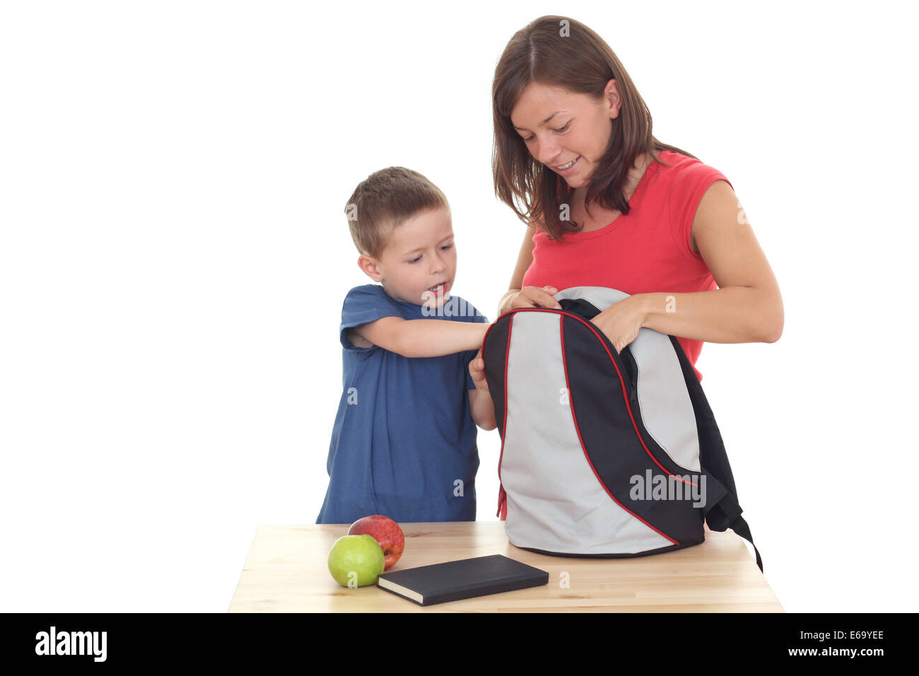 boy,mother,son,school bag,pack Stock Photo 72748550 Alamy
