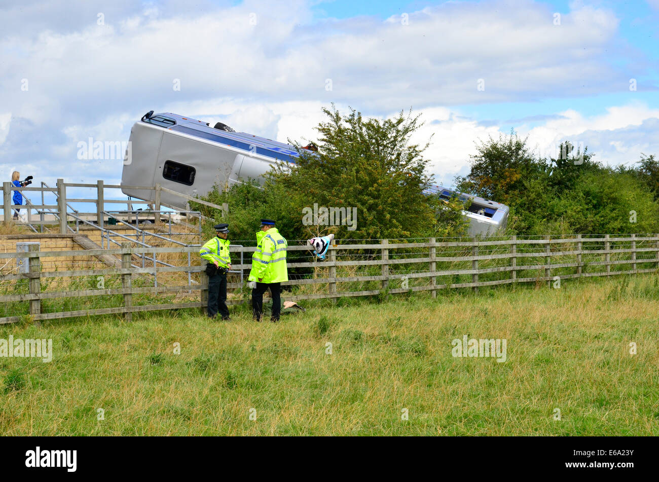 M5 Coach Crash south bound near Gloucestershire.19th August 2014 Stock Photo