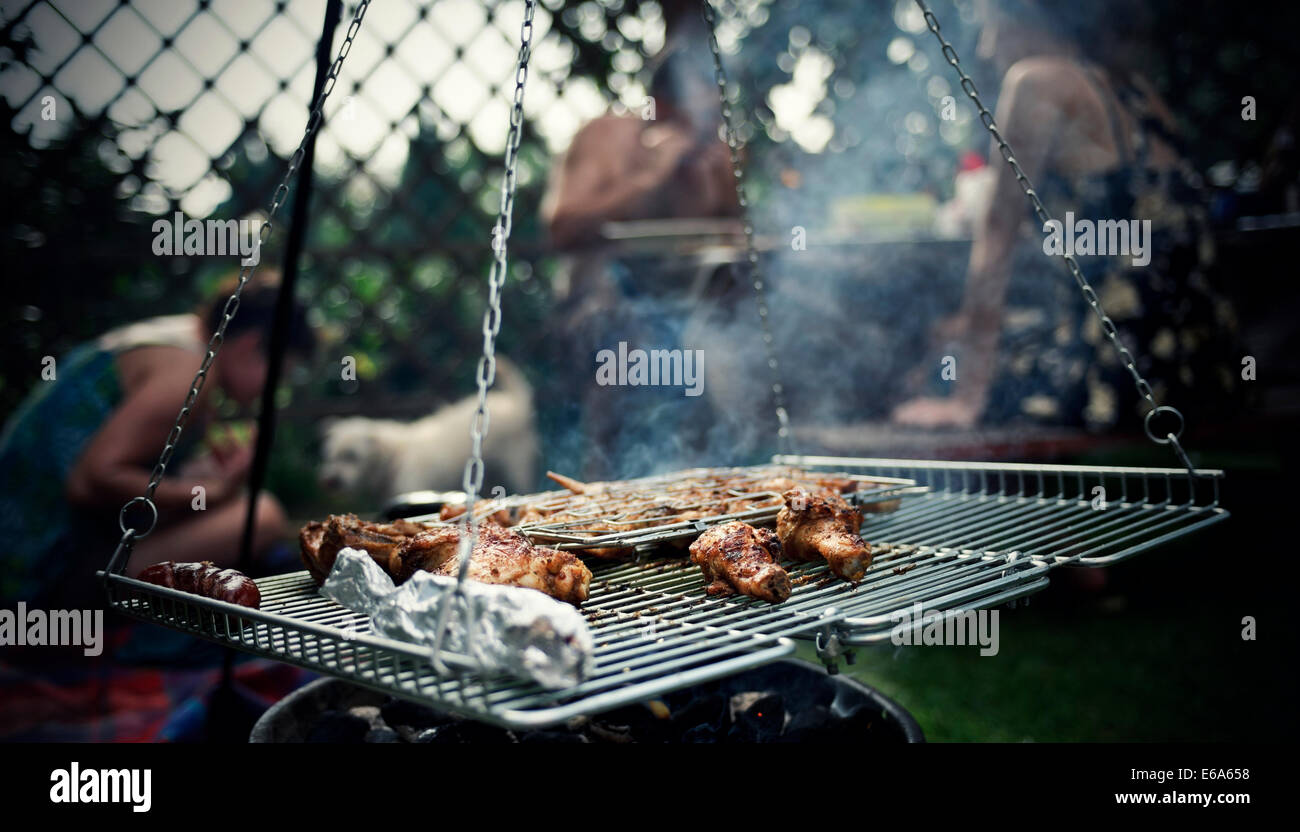 Barbecue In The Garden Stock Photo Alamy