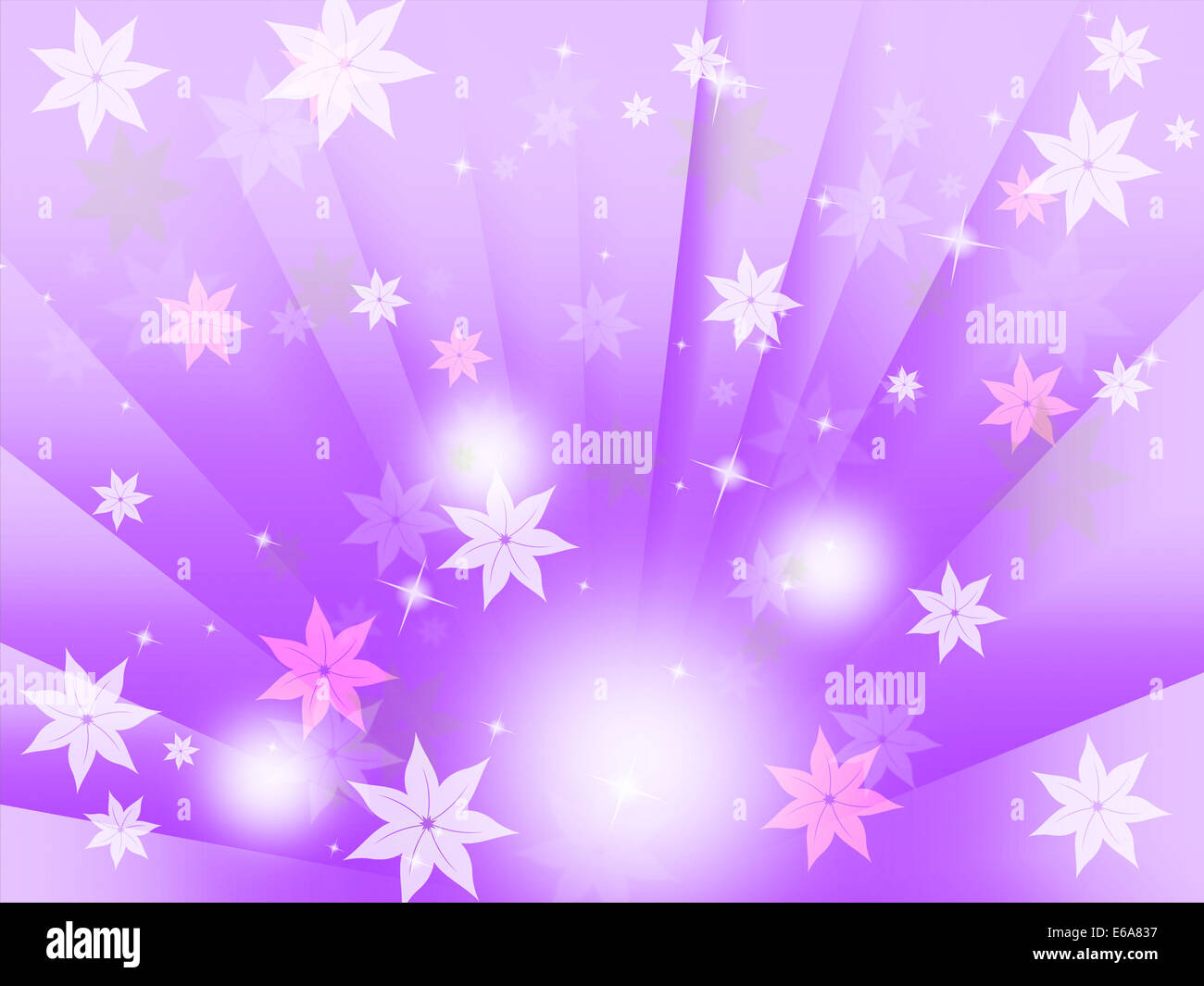 Purple Bubbles Background Meaning Flowers Light And Beams Stock Photo