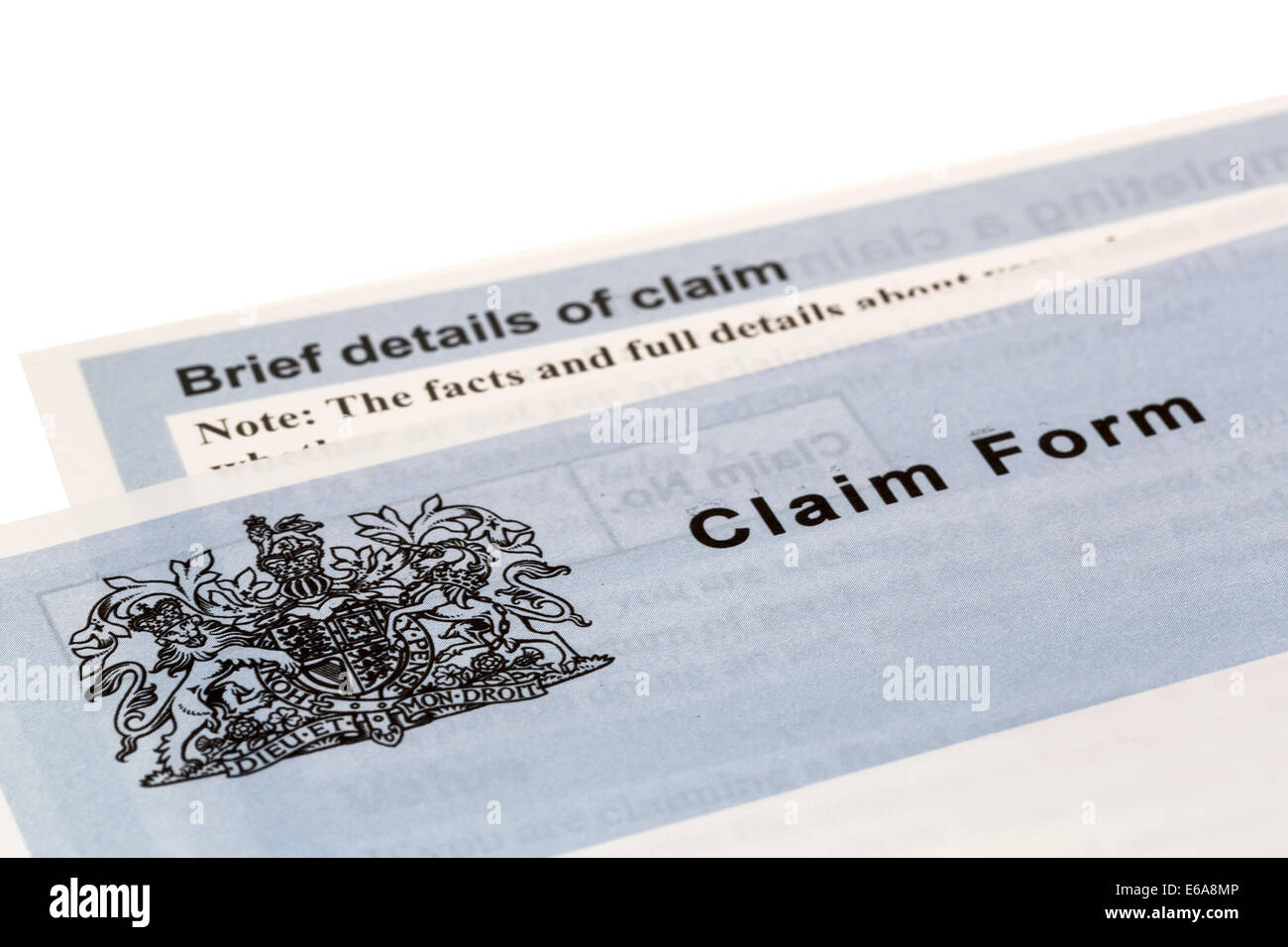 Claim form court leaflet, UK Stock Photo