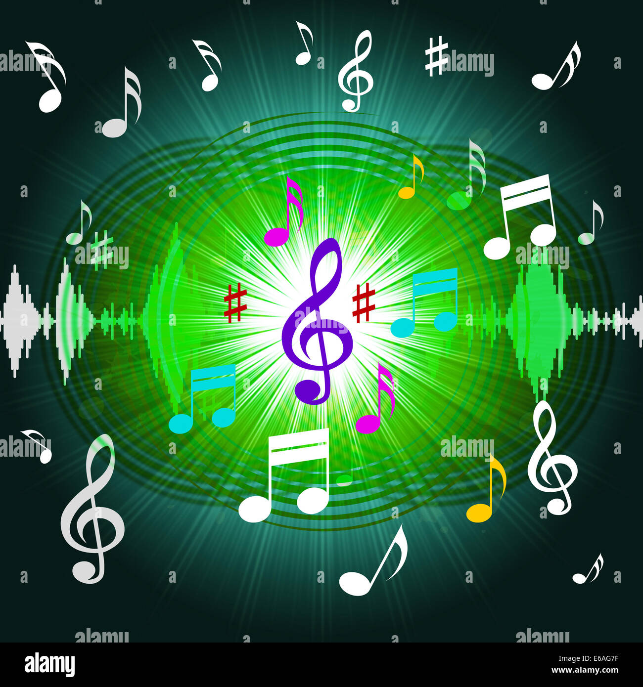 Green Music Background Showing Shining Discs And Classical Stock Photo ...