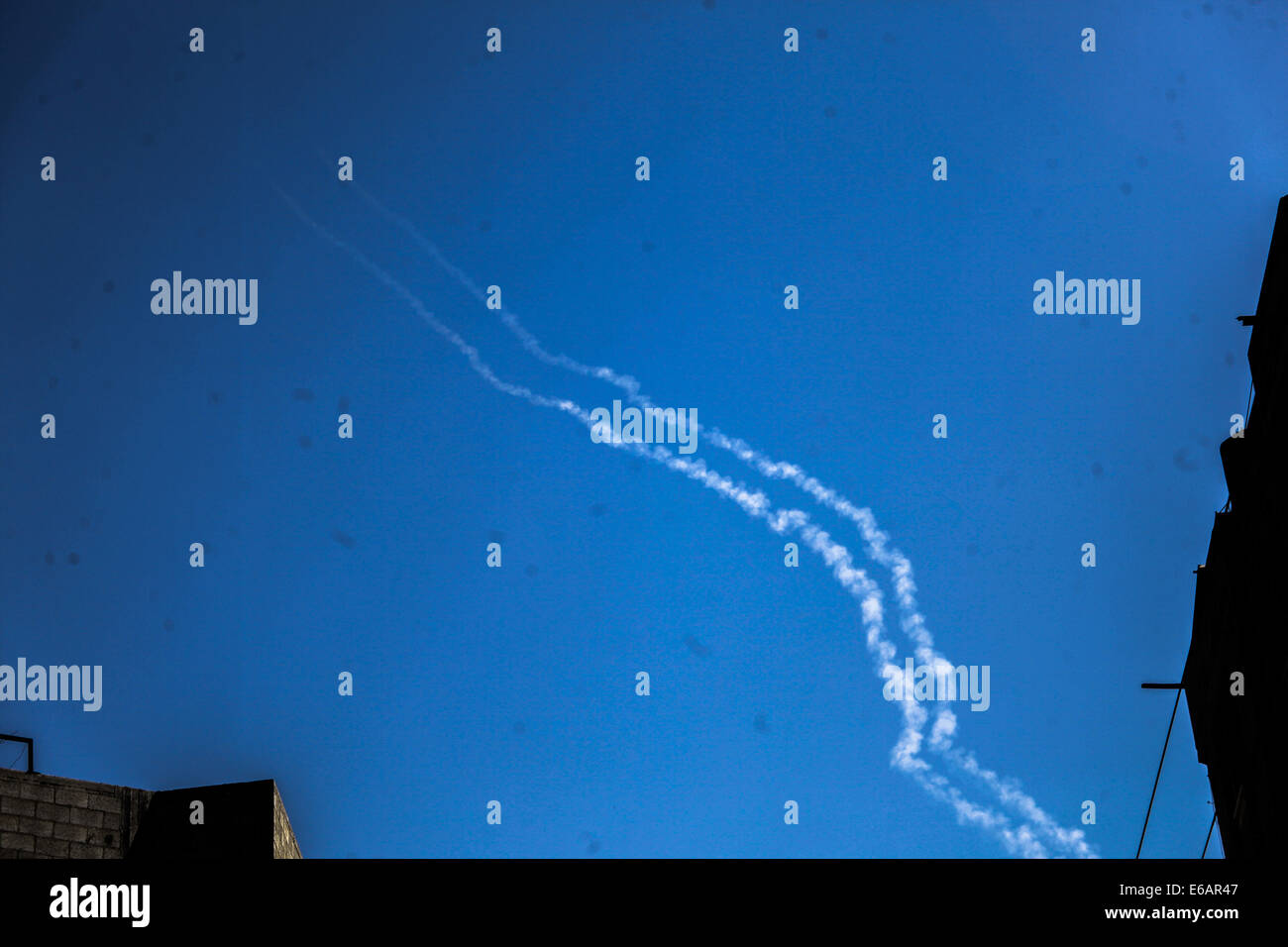 Gaza. 19th Aug, 2014. The first moment of launching two Palestinian ...