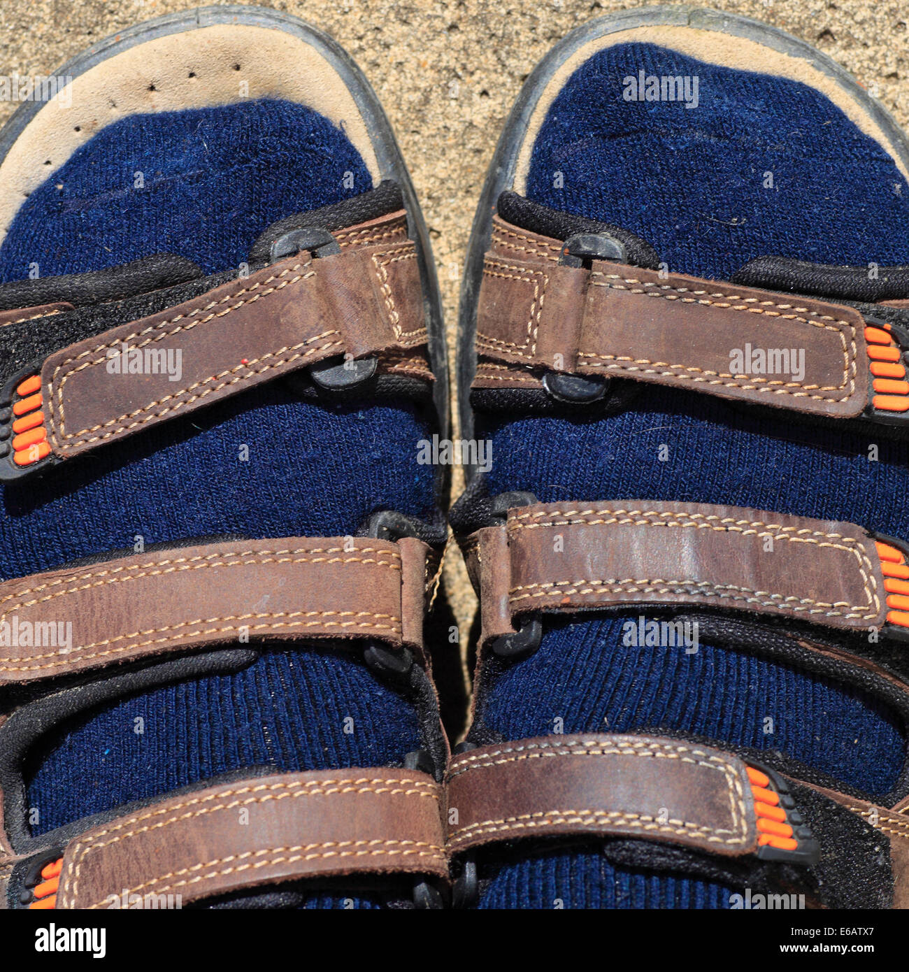 Man wearing sandals with socks Stock Photo Alamy