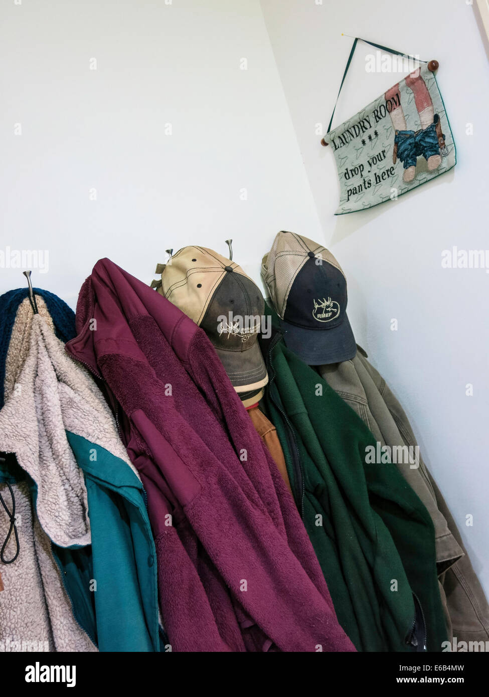 Coat Rack , Entry Room and Hall, Residential House, USA Stock Photo