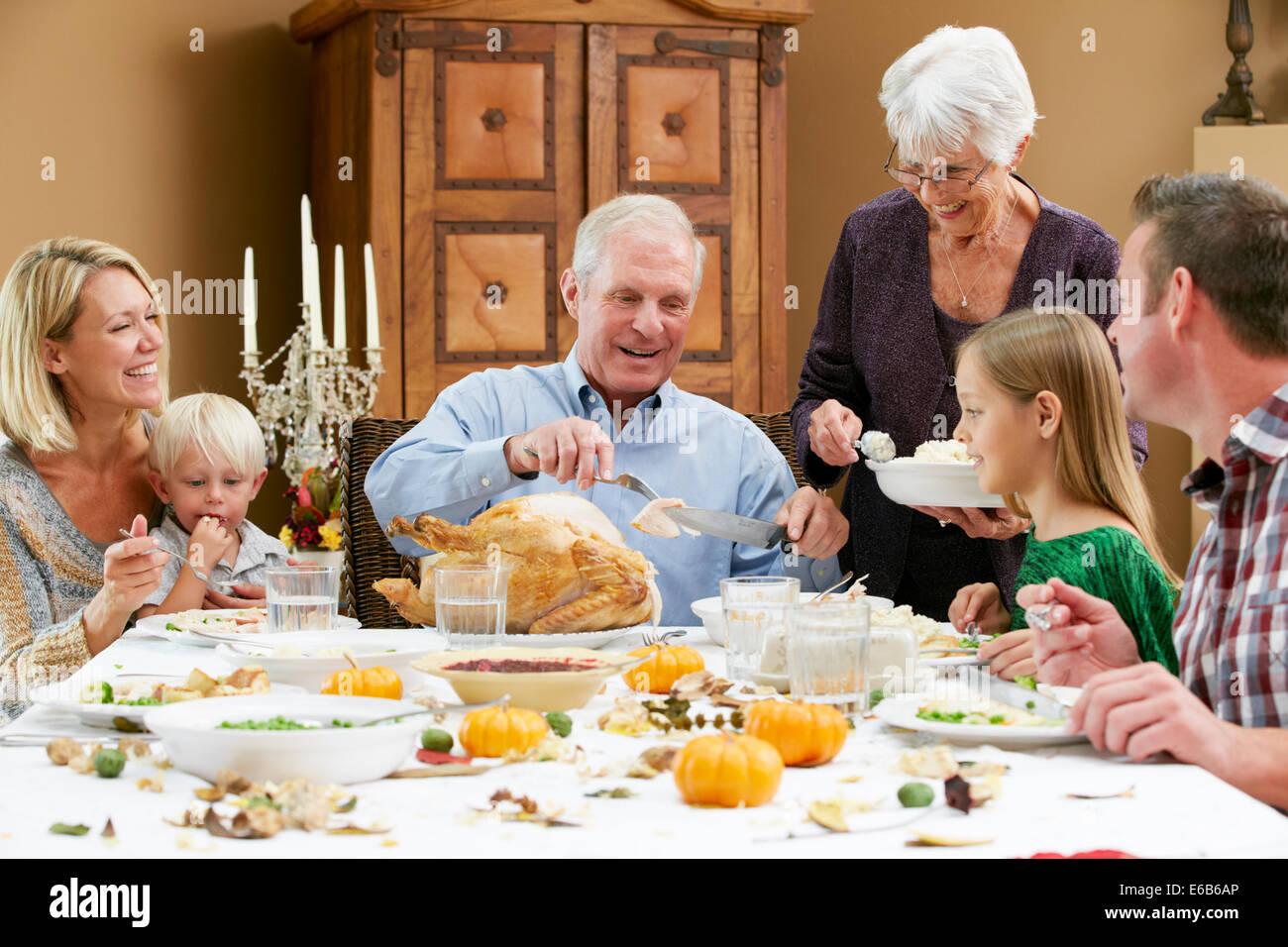 dinner,family life,thanksgiving Stock Photo
