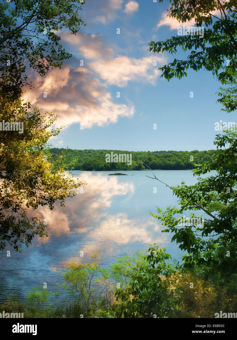 a view of Lake Pleasant in Speculator, New York in the Adirondack Mountains Stock Photo Alamy
