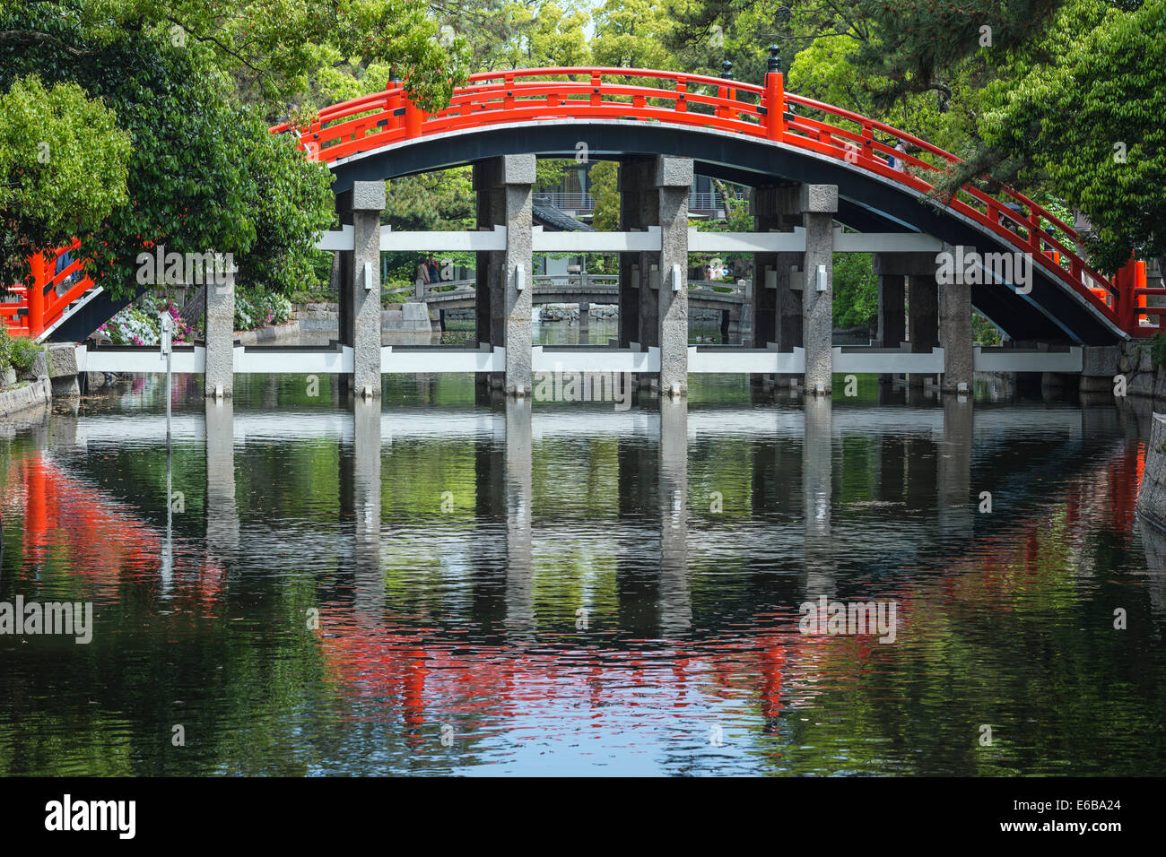 Osaka, Japan at the Taiko Drum Bridge of Sumiyoshi Taisha Grand Shrine. Stock Photo