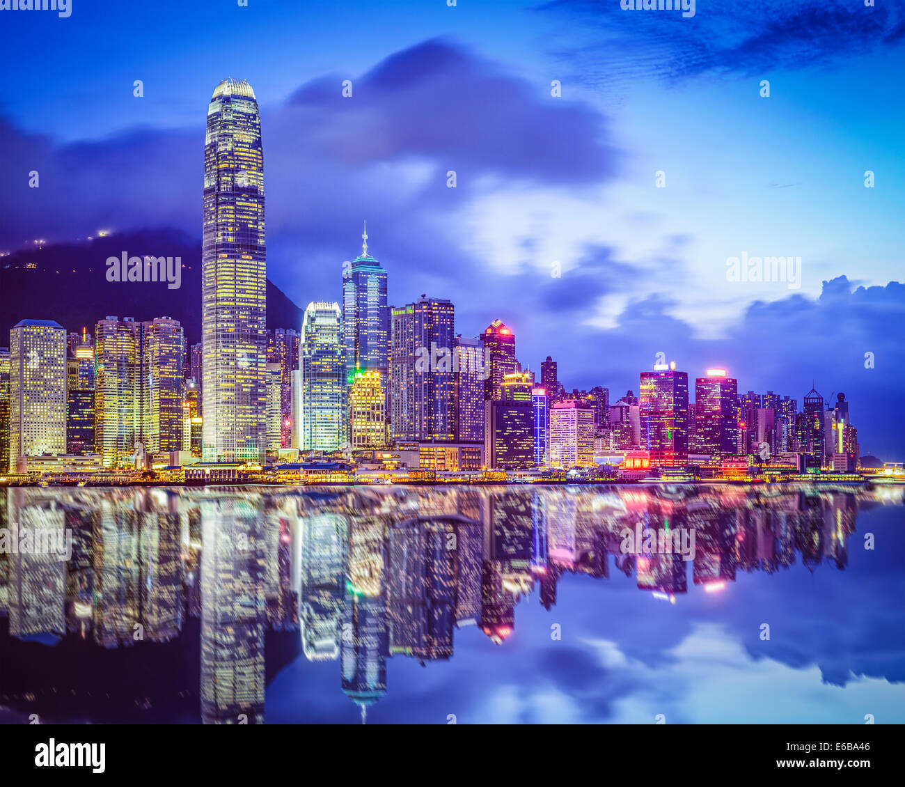 Hong Kong, China city skyline from Victoria Harbor. Stock Photo