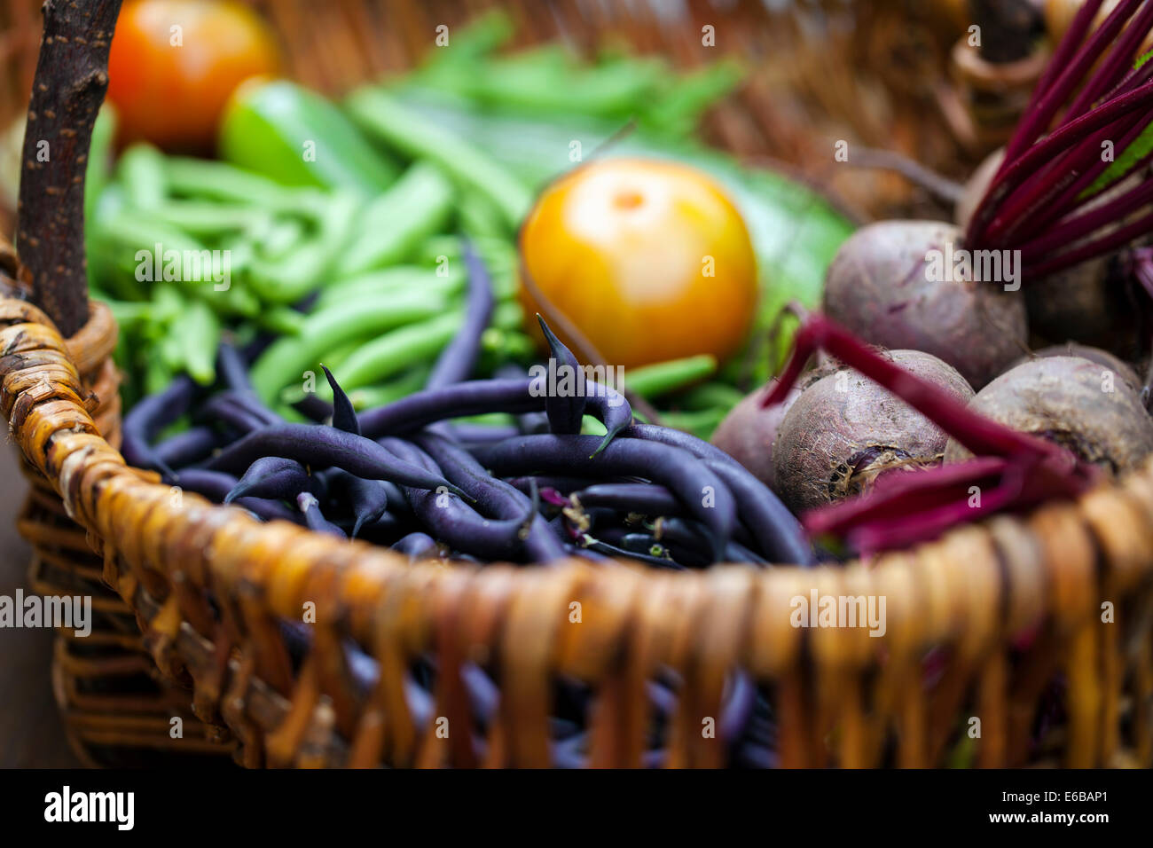 Vegetables in the wicker basket Stock Photo Alamy