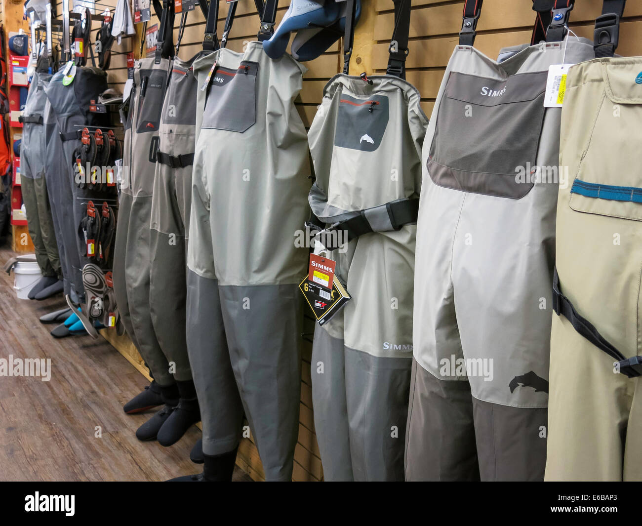 Fishing Aisle in Big R Ranch Store, Great Falls, Montana, USA Stock