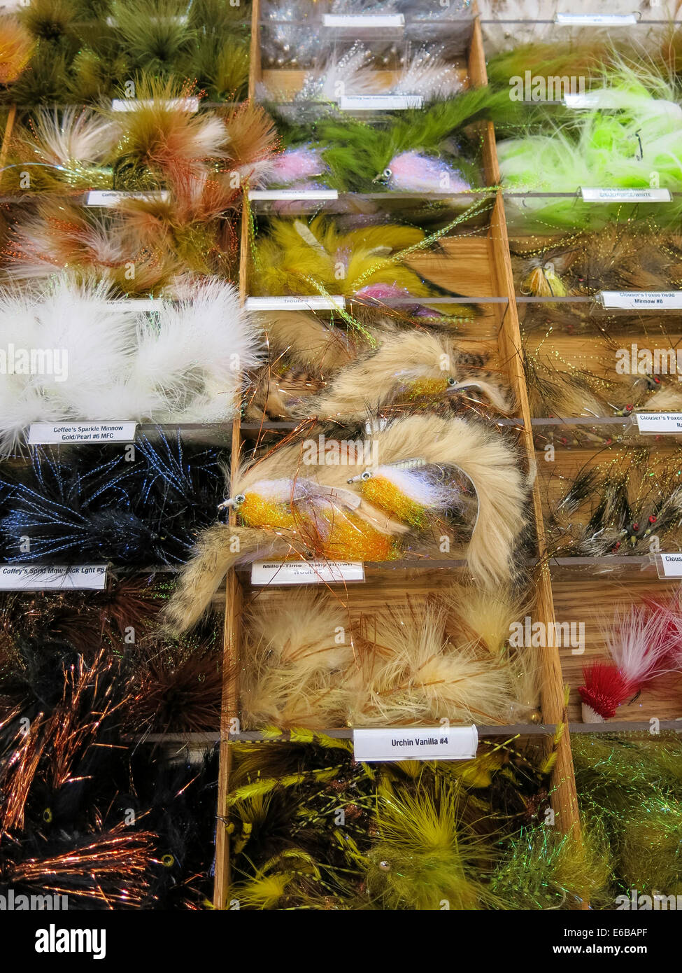 Fishing Aisle in Big R Ranch Store, Great Falls, Montana, USA Stock