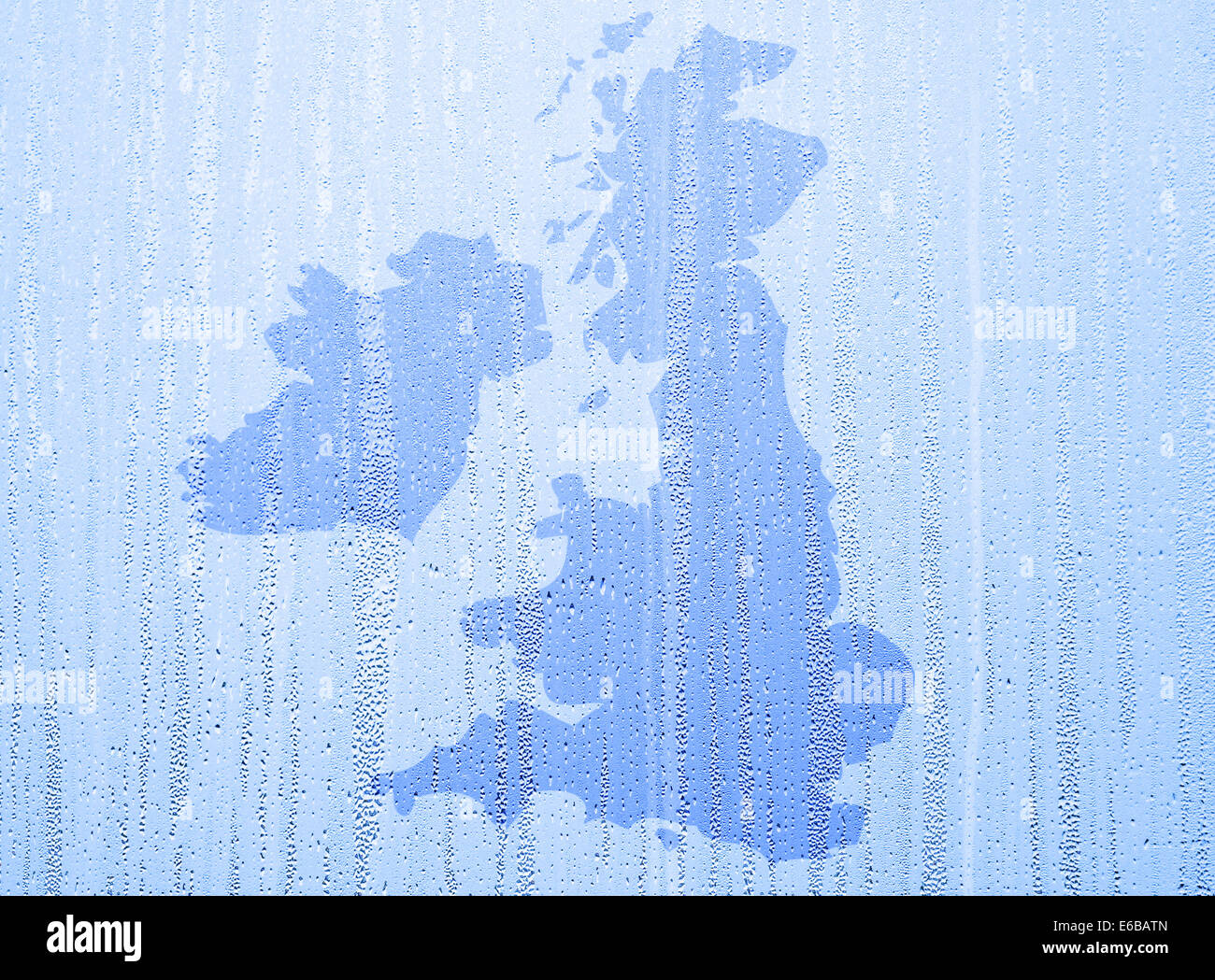 Water pattern overlaid over UK outline map. Stock Photo