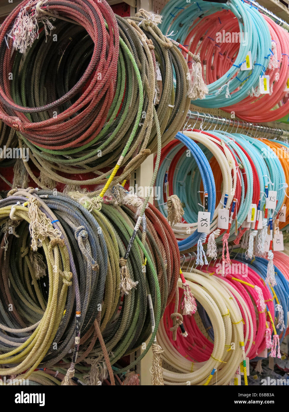 Rope Coils, Big R Ranch Store, Great Falls, Montana, USA Stock Photo