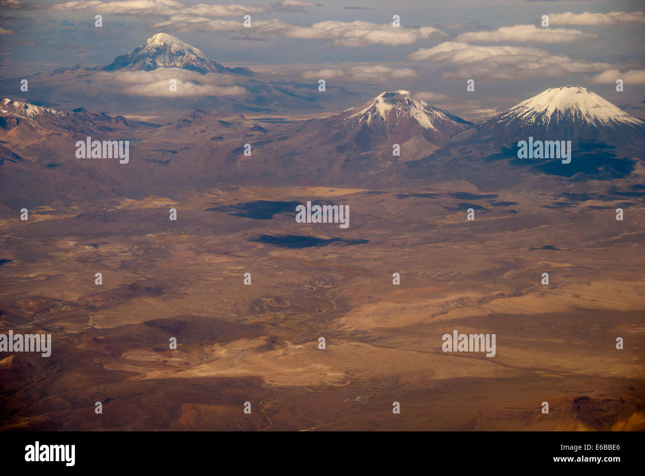 Bolivia, Chile, Inland, the Western Range or Cordillera Occidental, with volcanoes and high peaks Stock Photo