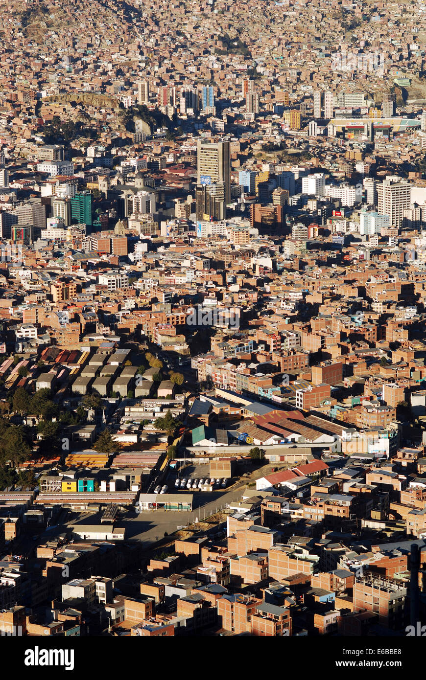 Bolivia, La Paz, overview of the capital city of Bolivia, seen from the cliffs of neighboring El Alto Stock Photo