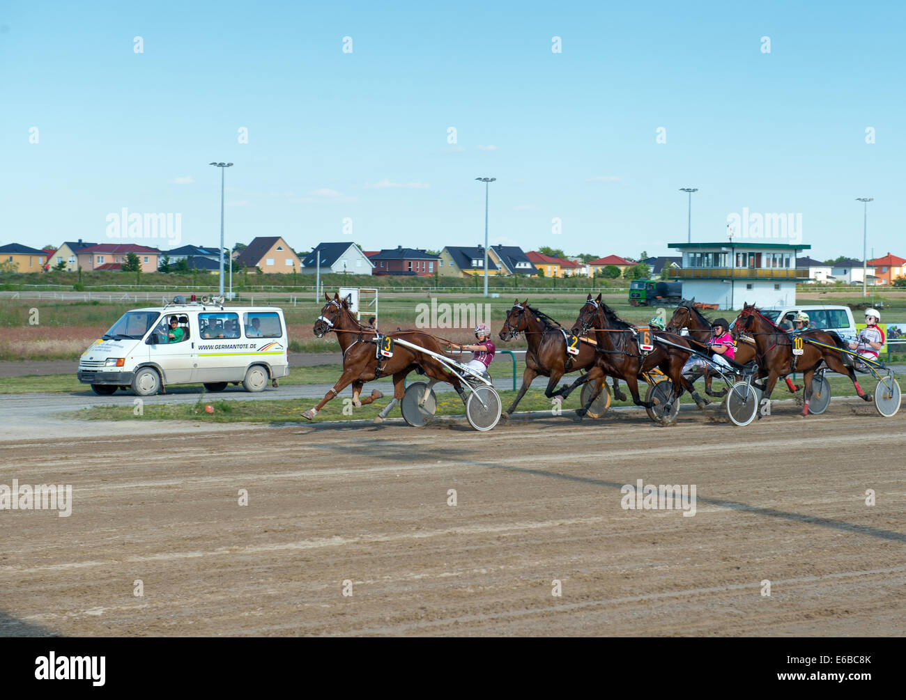 Harness Racing on Karlshorst racetrack in Berlin, Germany Stock Photo