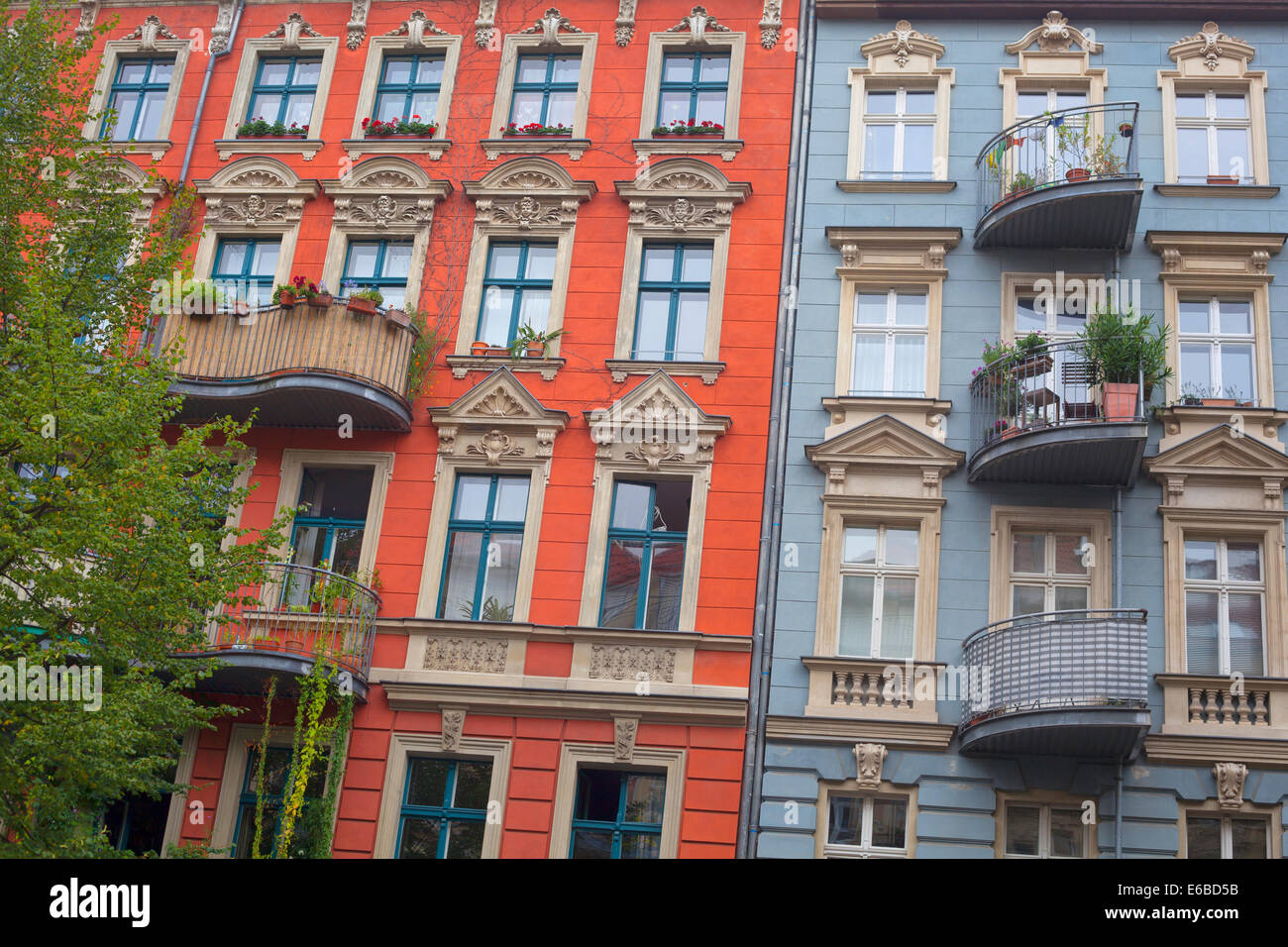Facade of traditional apartment buildings in Berlin, Germany Stock
