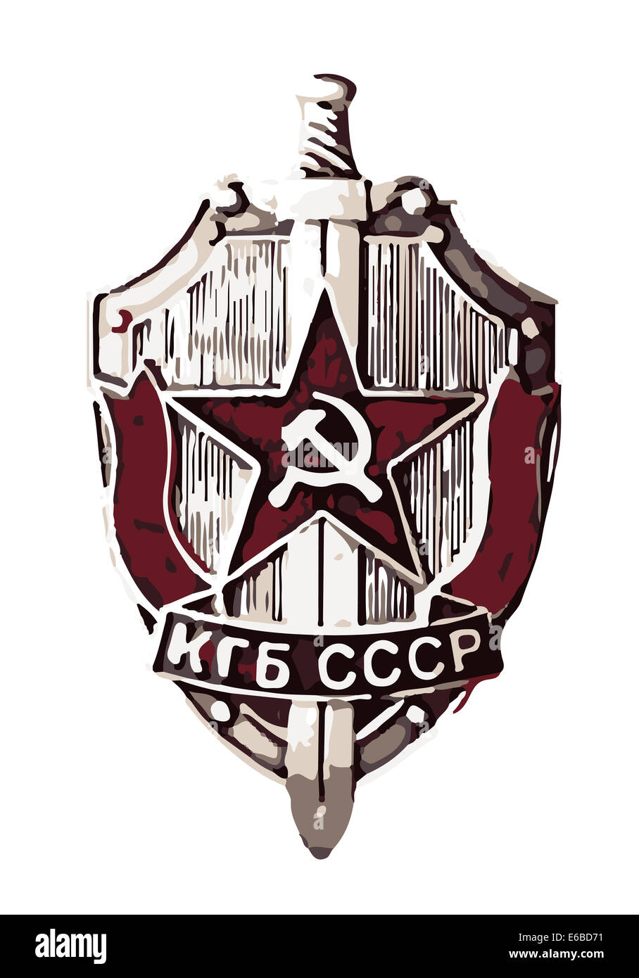 A drawing of the KGB badge over a white background Stock Photo