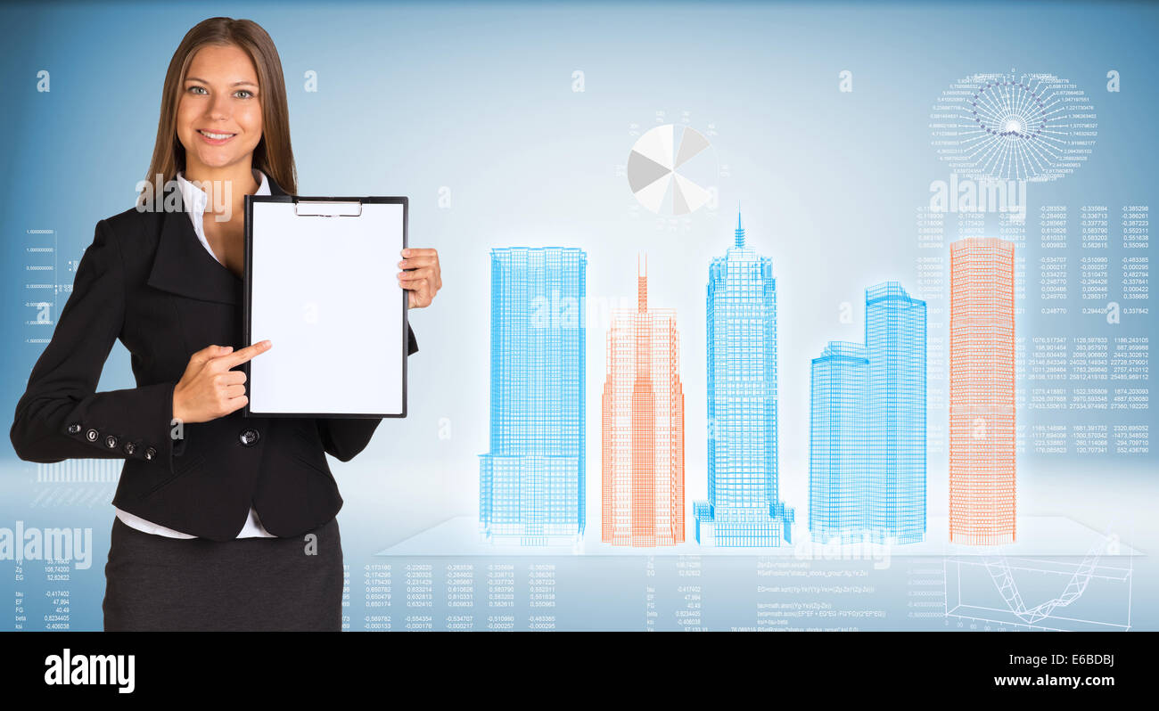 Businesswoman holding paper holder Stock Photo - Alamy
