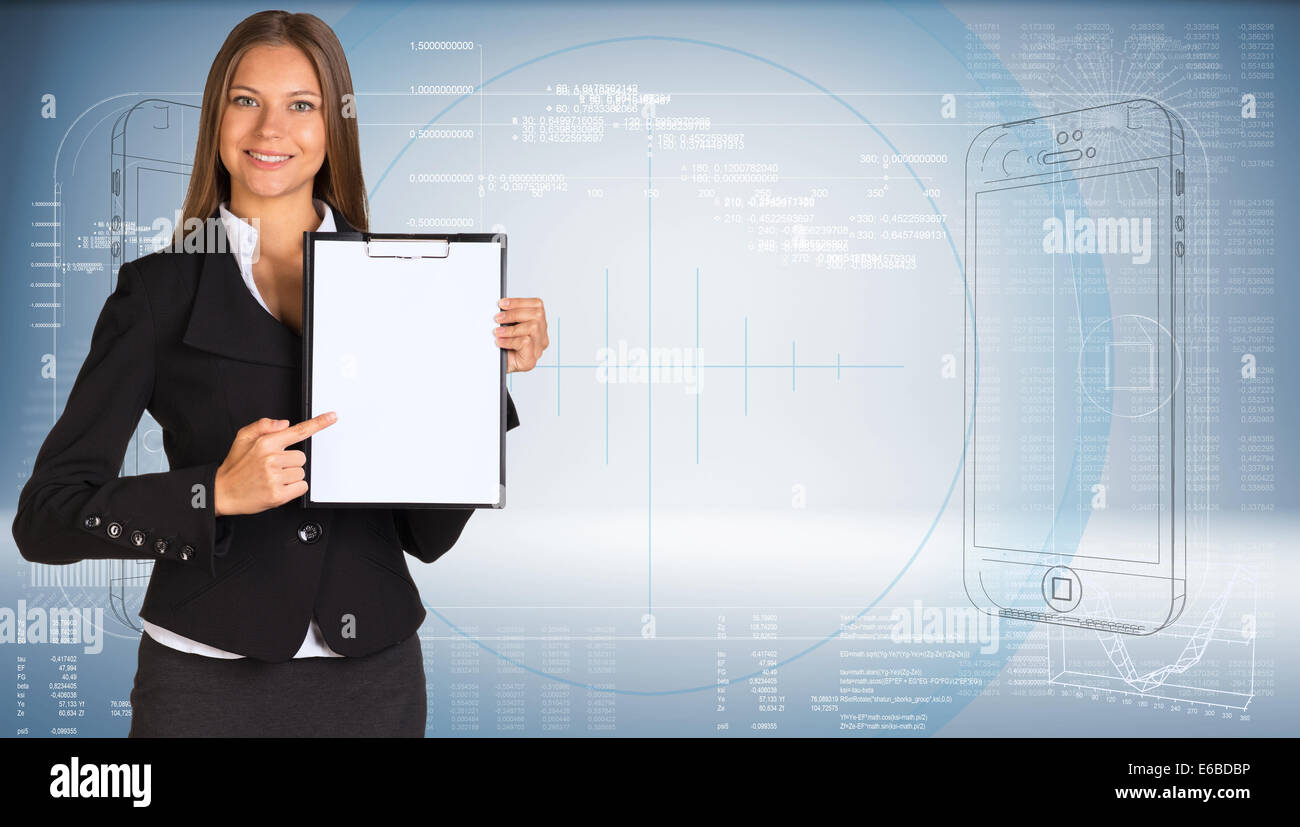 Businesswoman holding paper holder Stock Photo - Alamy