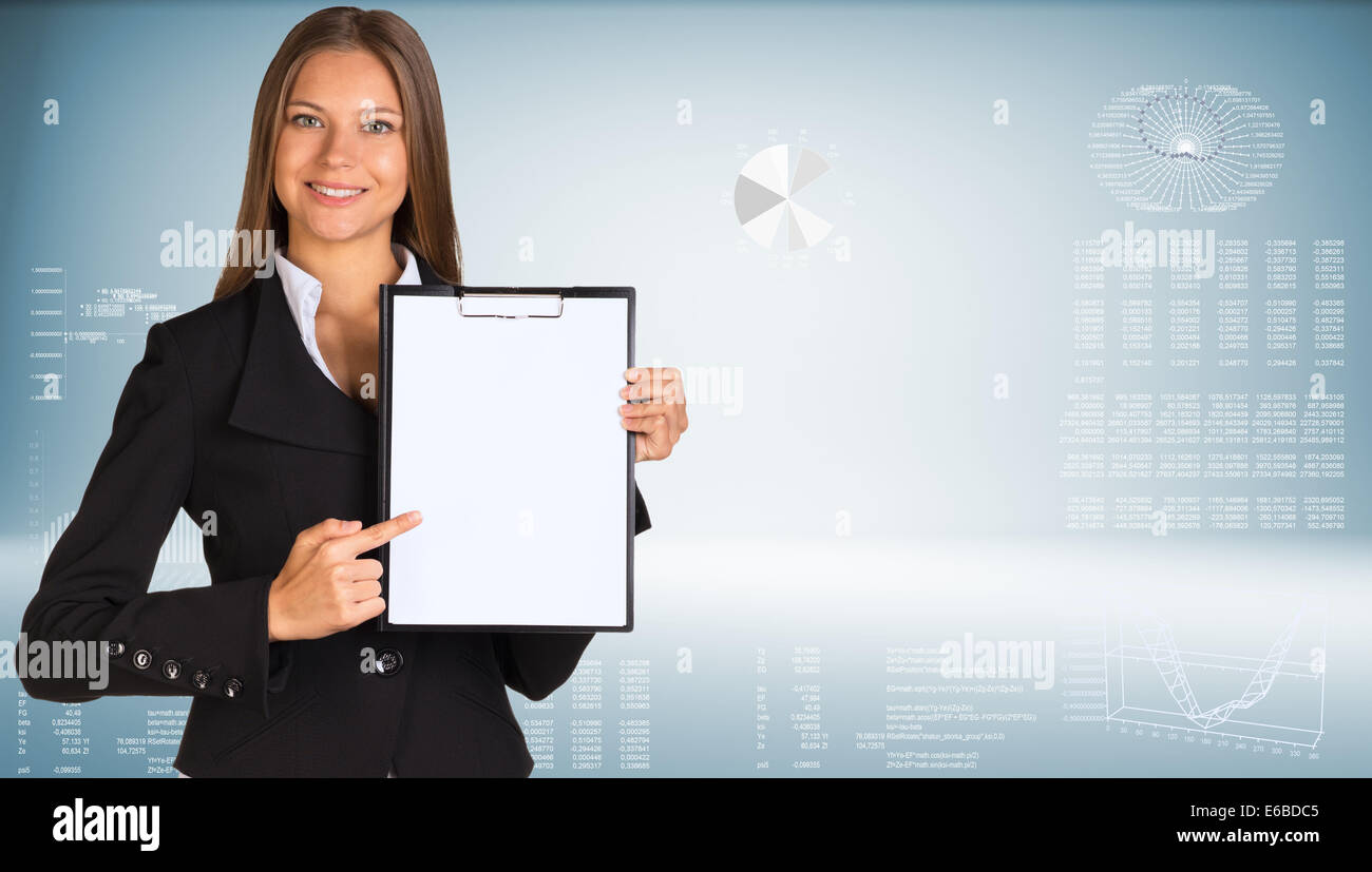 Businesswoman holding paper holder Stock Photo - Alamy