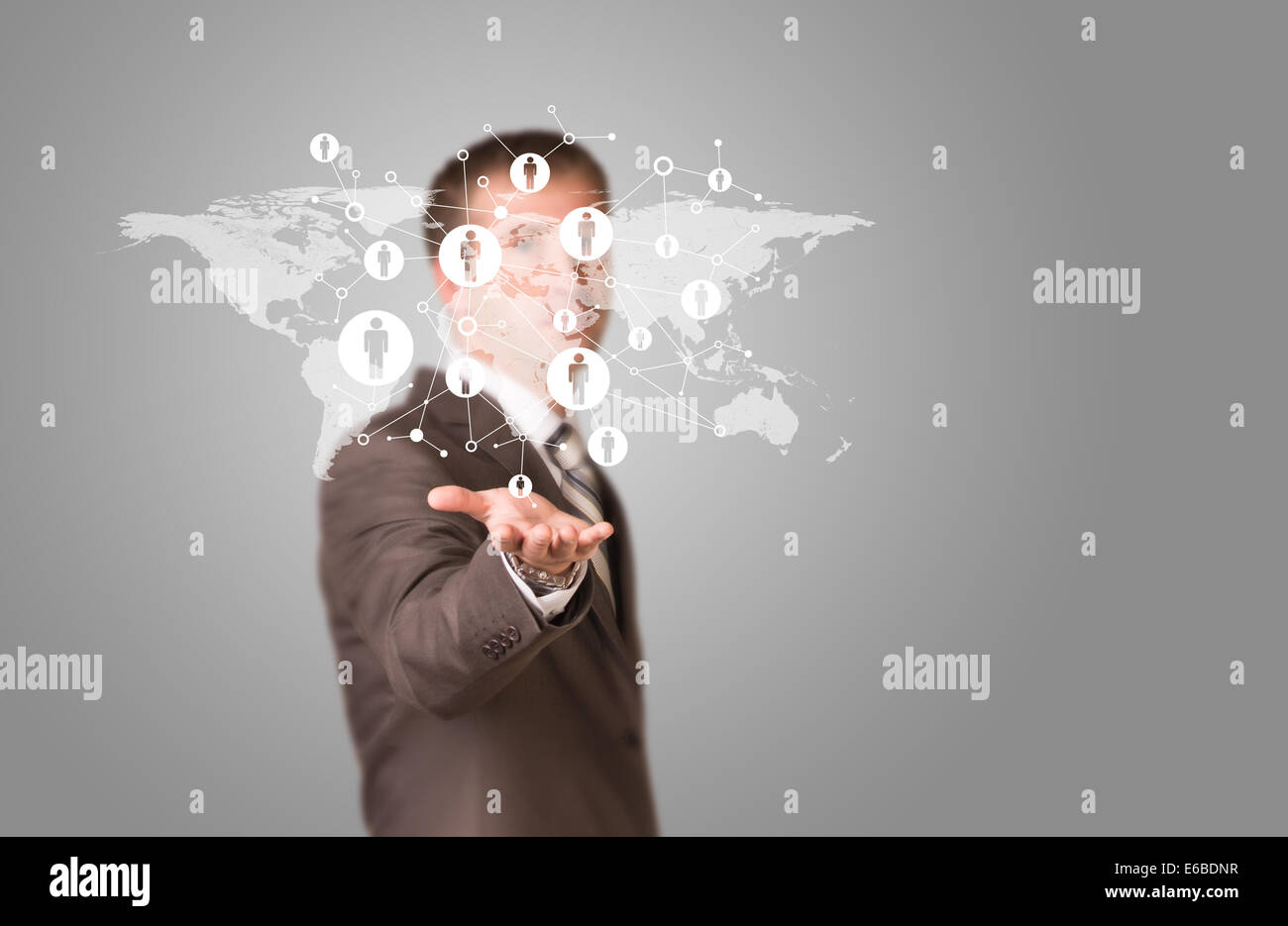 World map with contacts Stock Photo - World Map With Contacts E6BDNR 
