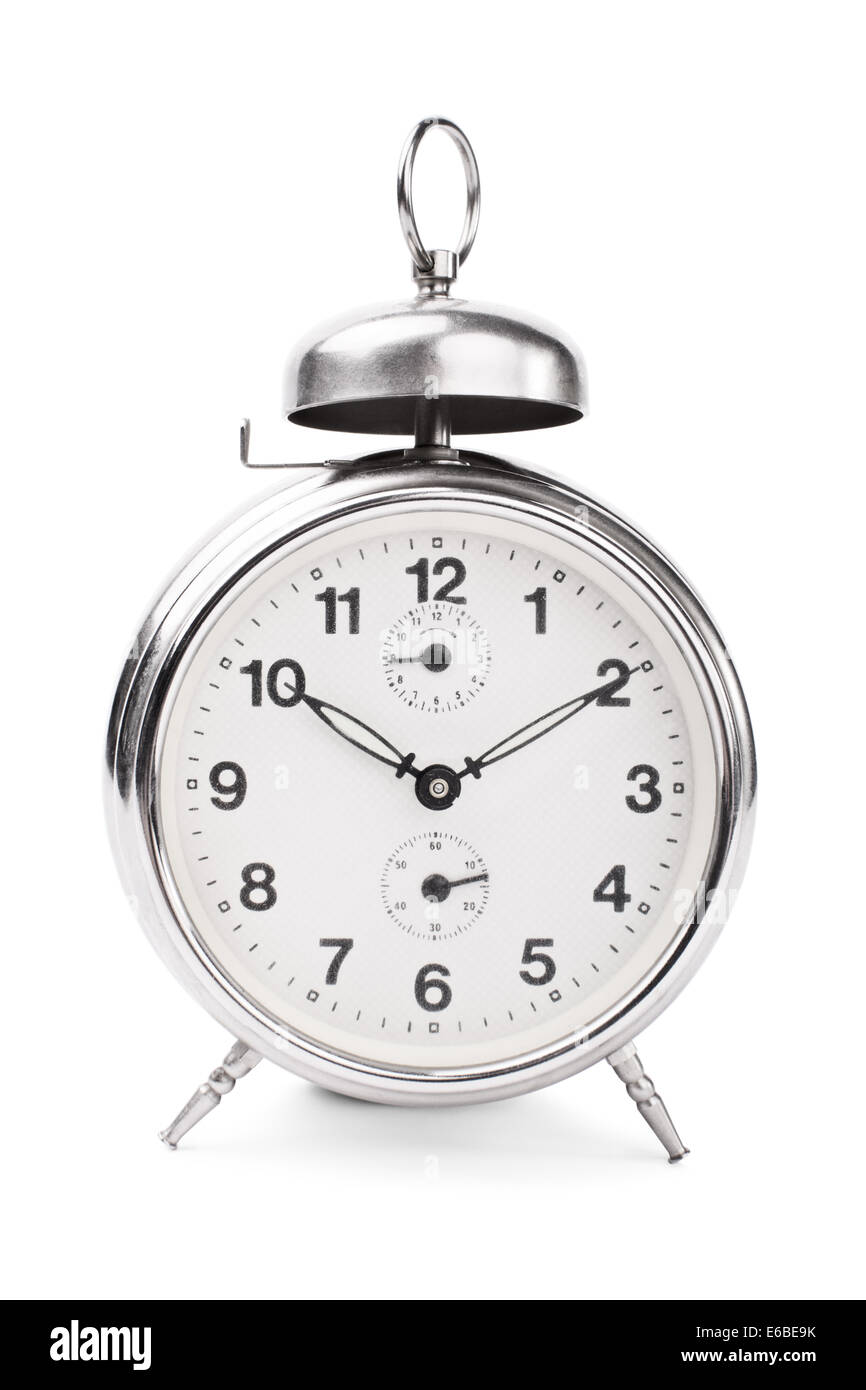 Old fashioned alarm clock isolated on white background Stock Photo Alamy