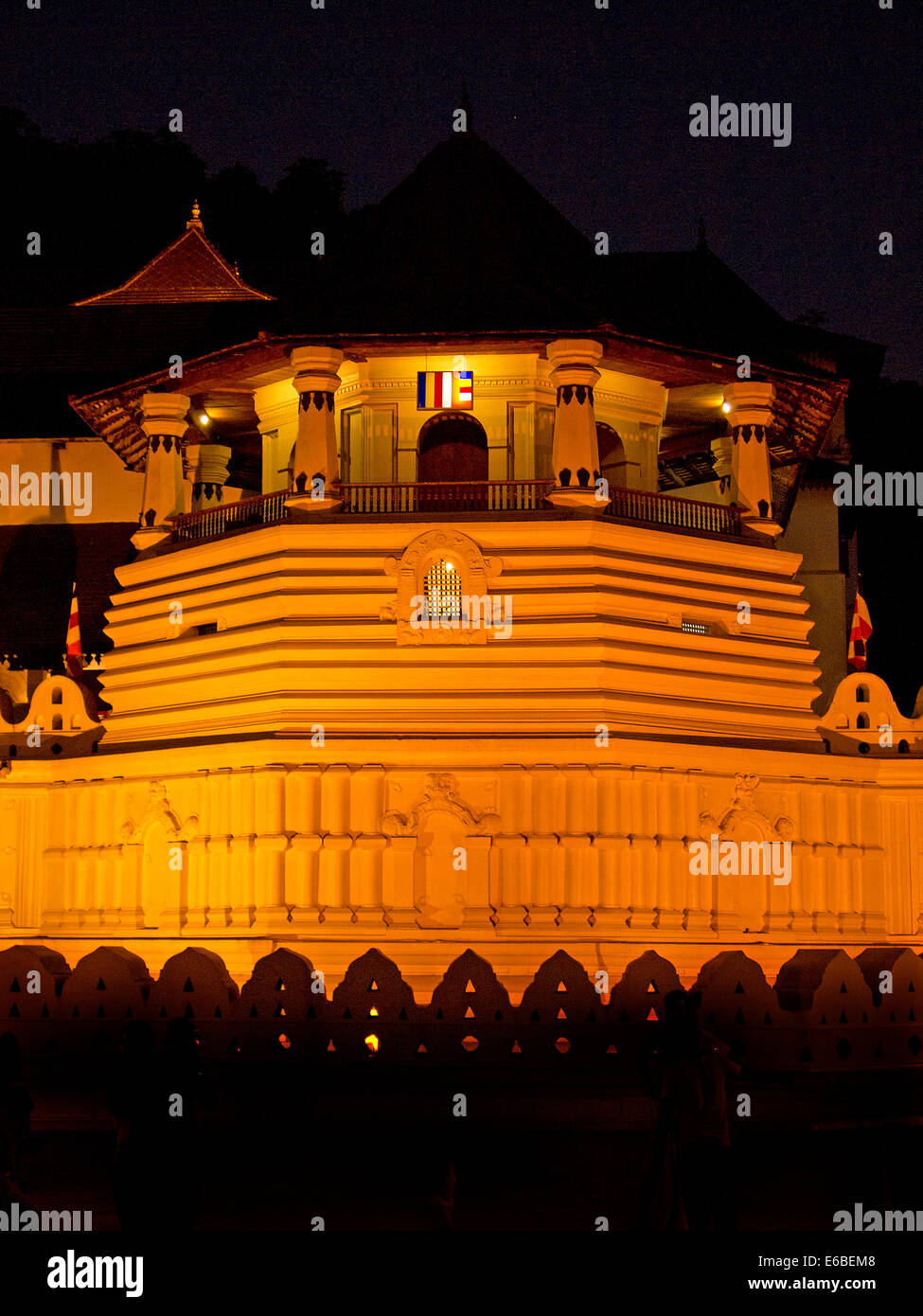 Buddhistic temple of tooth in Kandy, Sri Lanka at night Stock Photo
