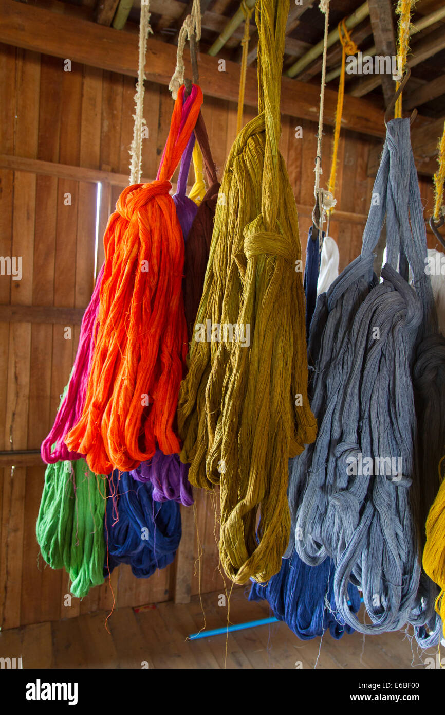 Yarn used in weaving on loom, Inle Lake, Shan State, Myanmar. Photo © Nile Sprague Stock Photo