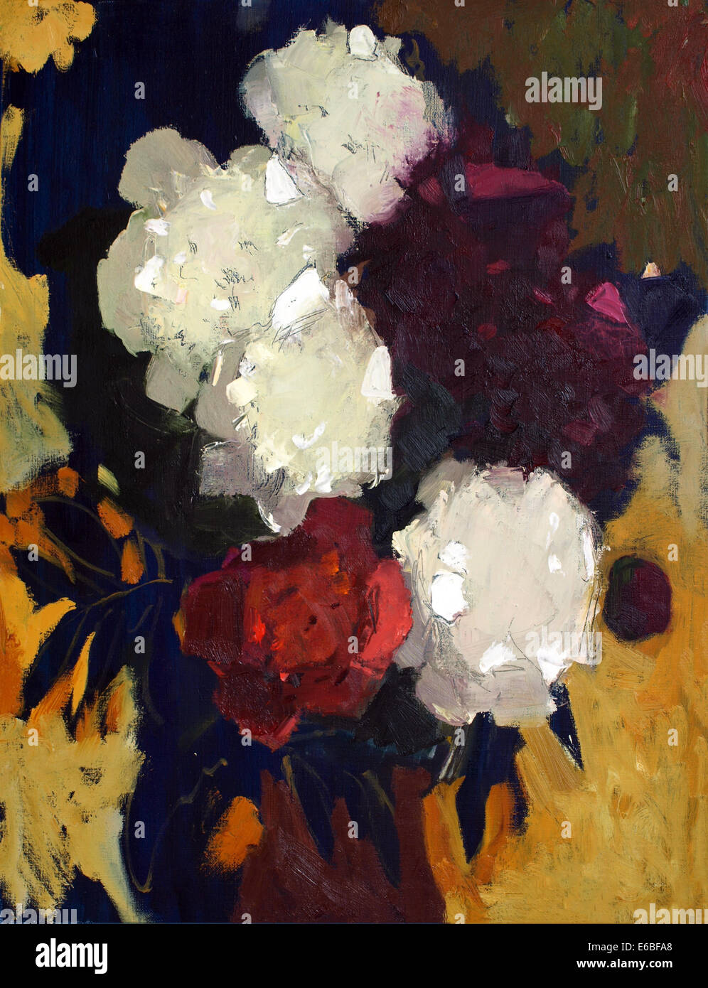 Oil painting of the beautiful flowers Stock Photo - Alamy