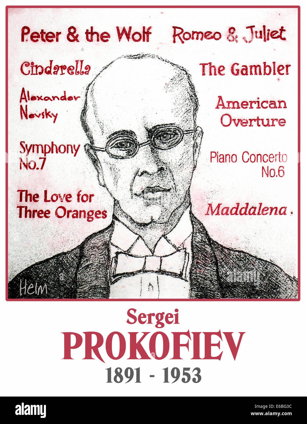 Prokofiev, Russian composer, 1891 - 1953 Stock Photo
