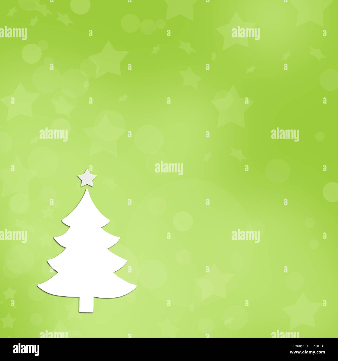 Green christmas background with a white tree for a greeting card Stock ...