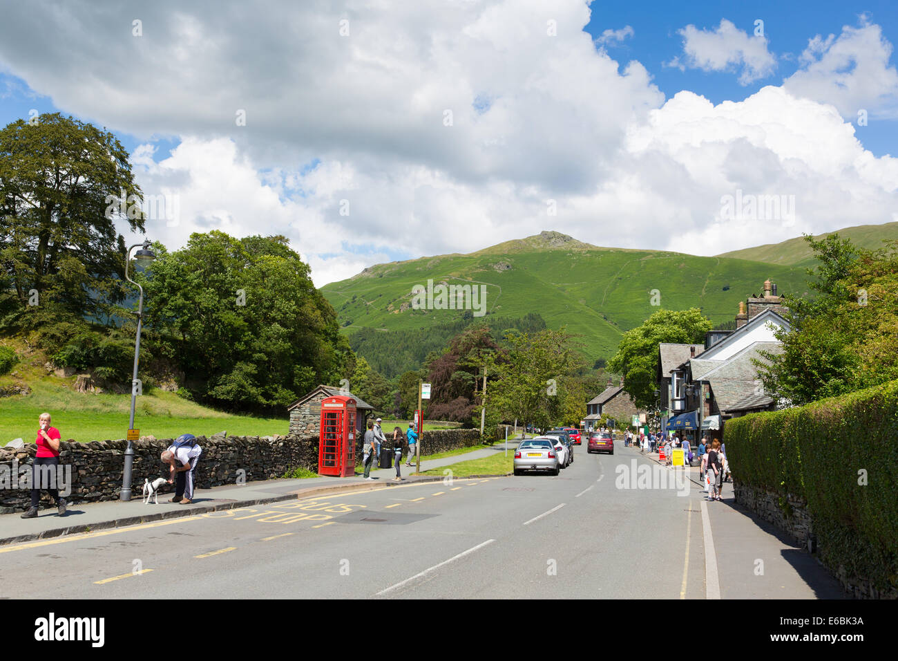Grasmere village the Lake District Cumbria England UK with blue sky on a beautiful summer day in the Lakes Stock Photo