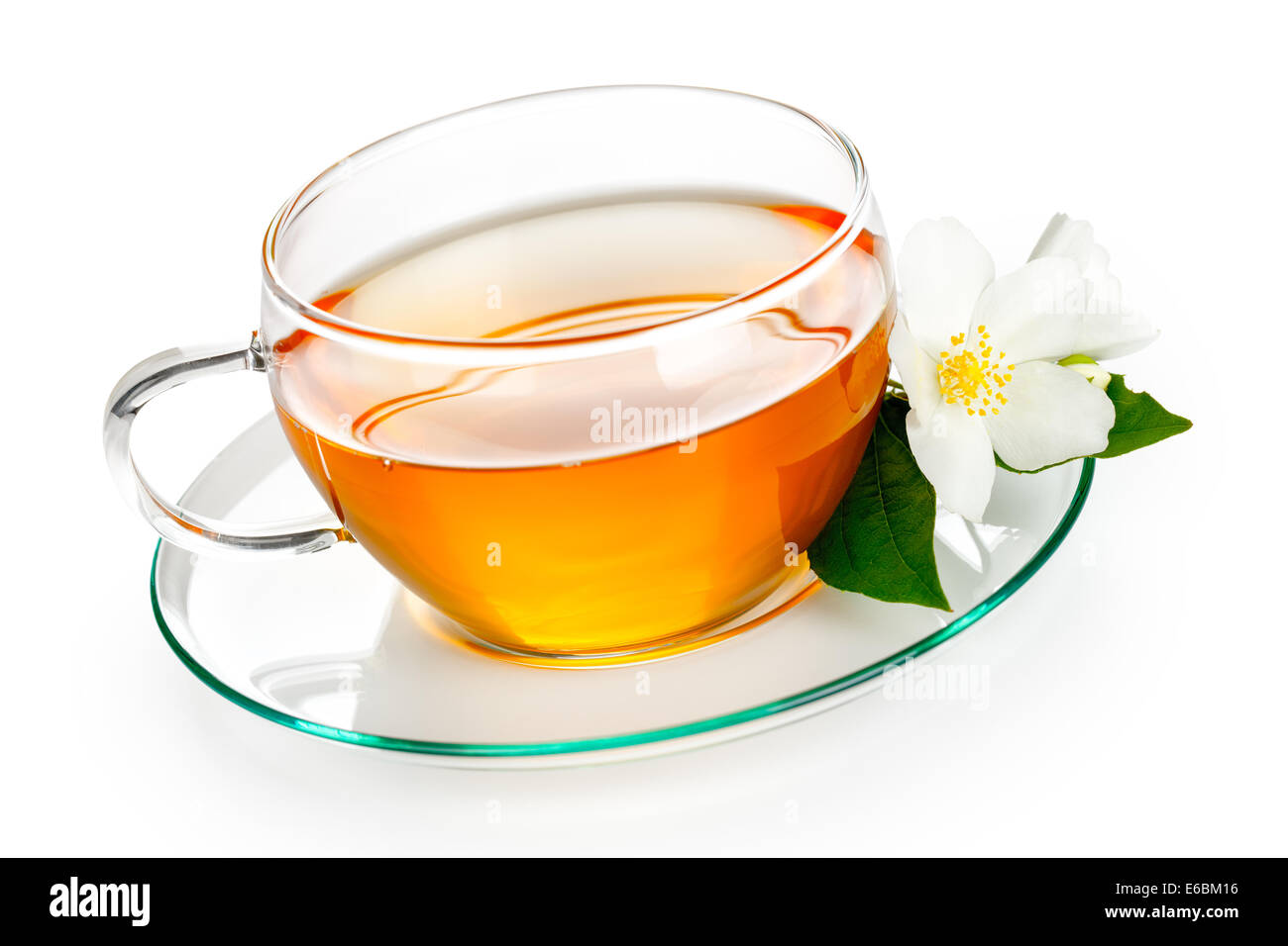 Jasmine tea with jasmine herb flower on white background Stock Photo Alamy