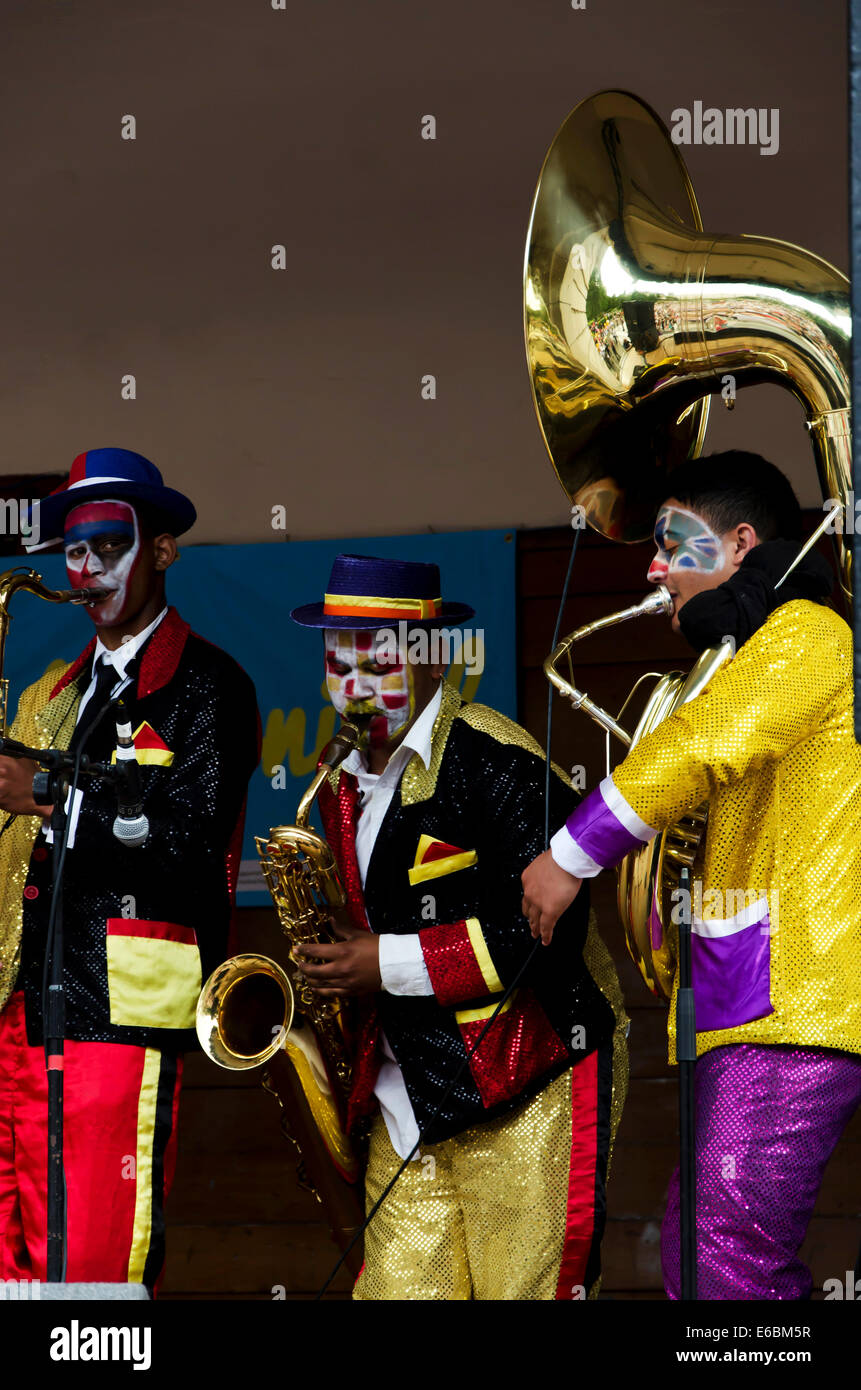 The Backyard Rhythm Orchestra performing at the Carnival, part of Edinburgh's Jazz and Blues Festival. Stock Photo