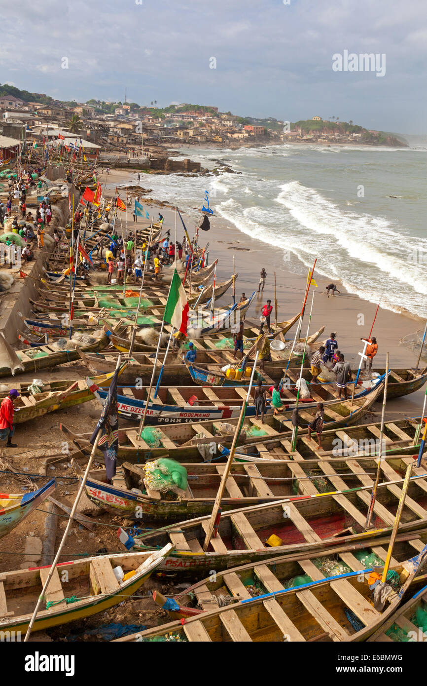 Fishing boats at Cape Coast, Ghana, Africa Stock Photo