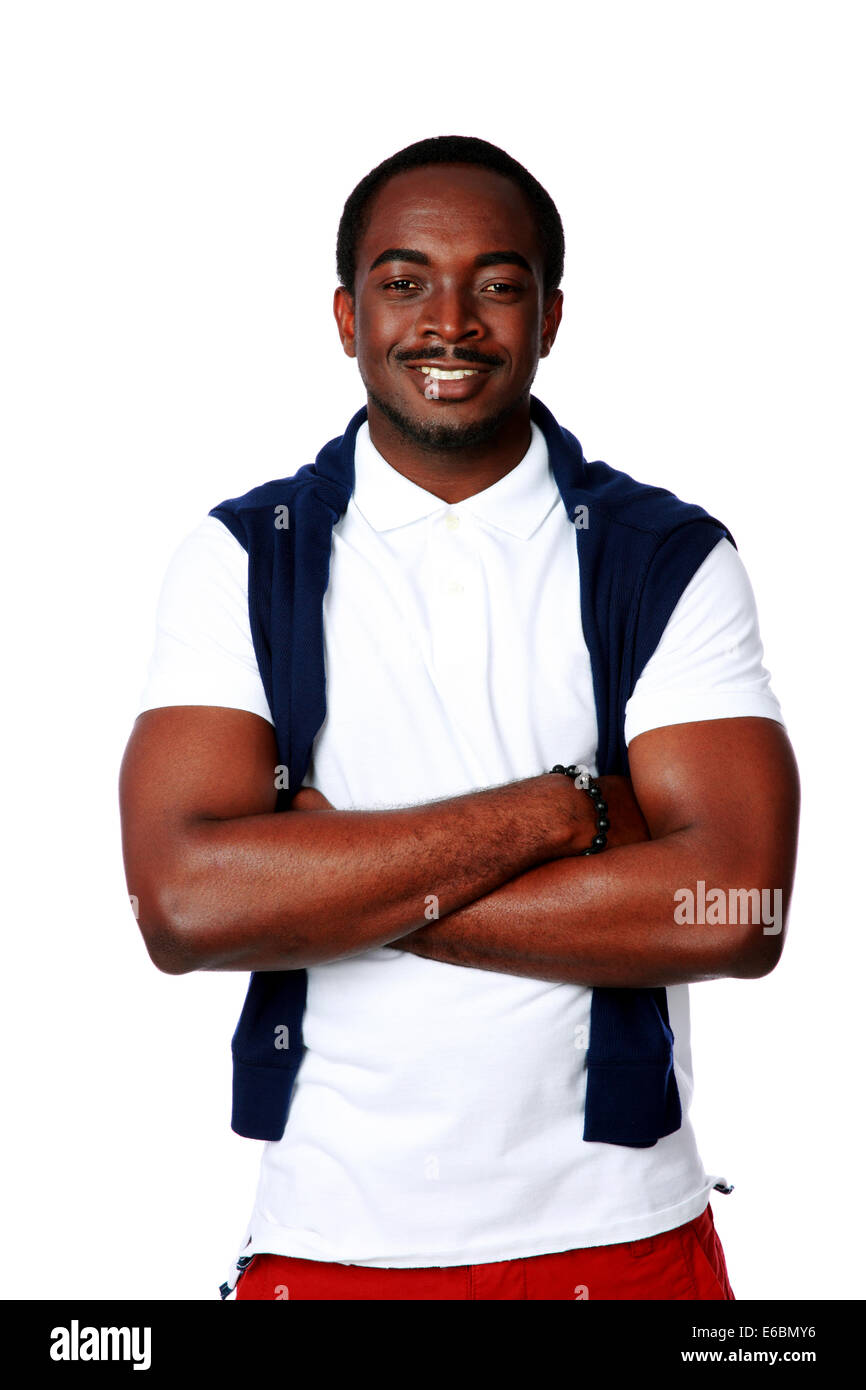 Portrait of a happy african man over white background Stock Photo - Alamy