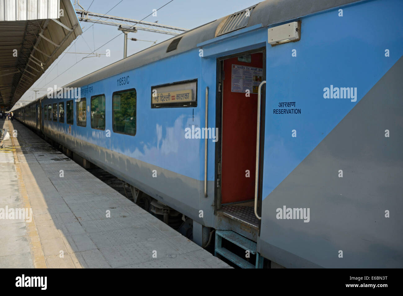 The Shatabdi Express train from Delhi arrives at Kalka in Northern India  Stock Photo - Alamy