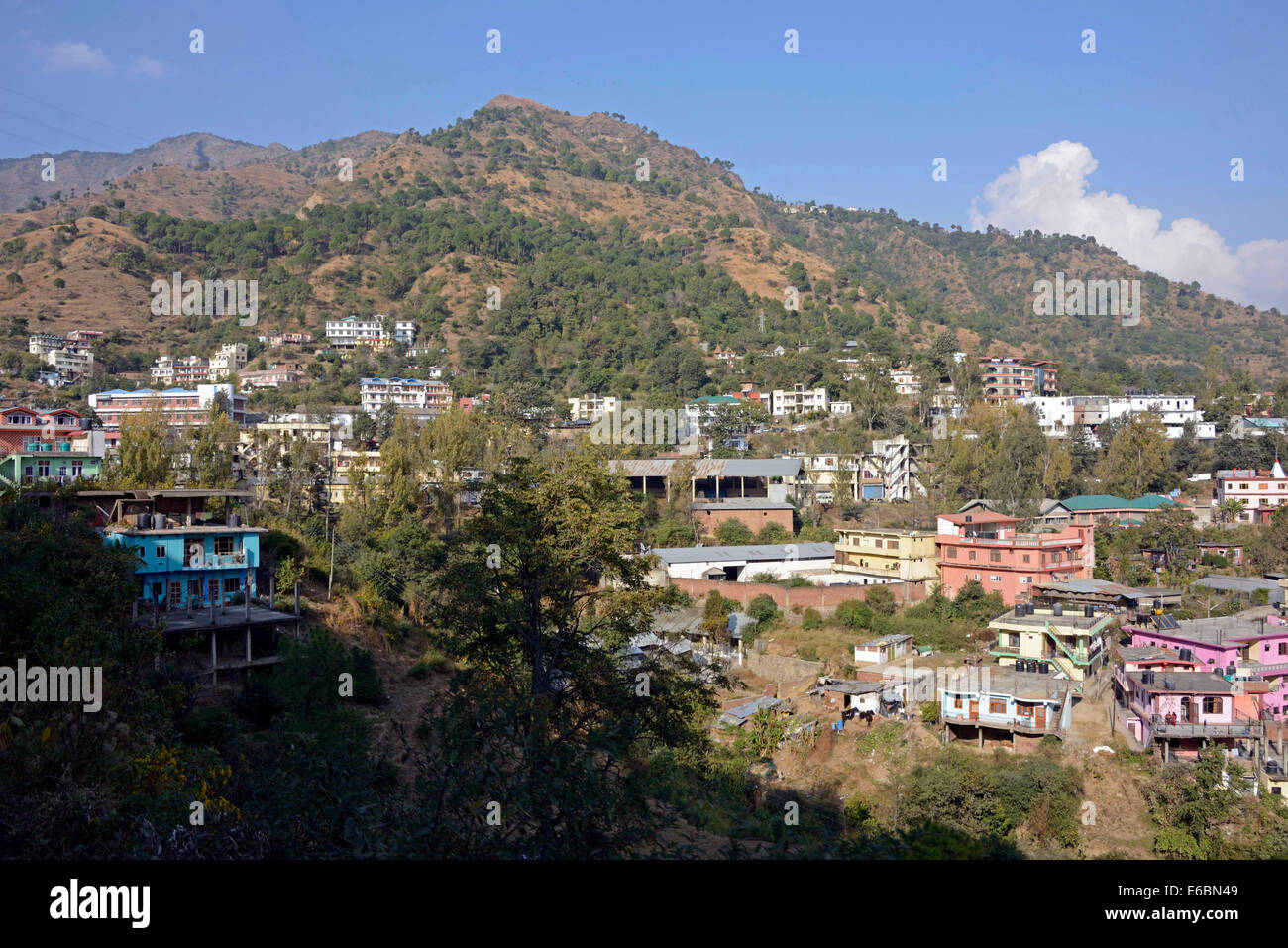 A small town in the Himalayan foothills from the Himalayan Queen train as it trundles along on