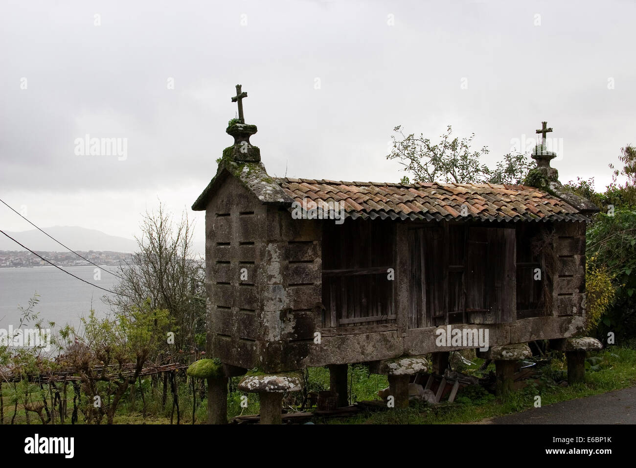 Traditional Galician horreo or granary Stock Photo