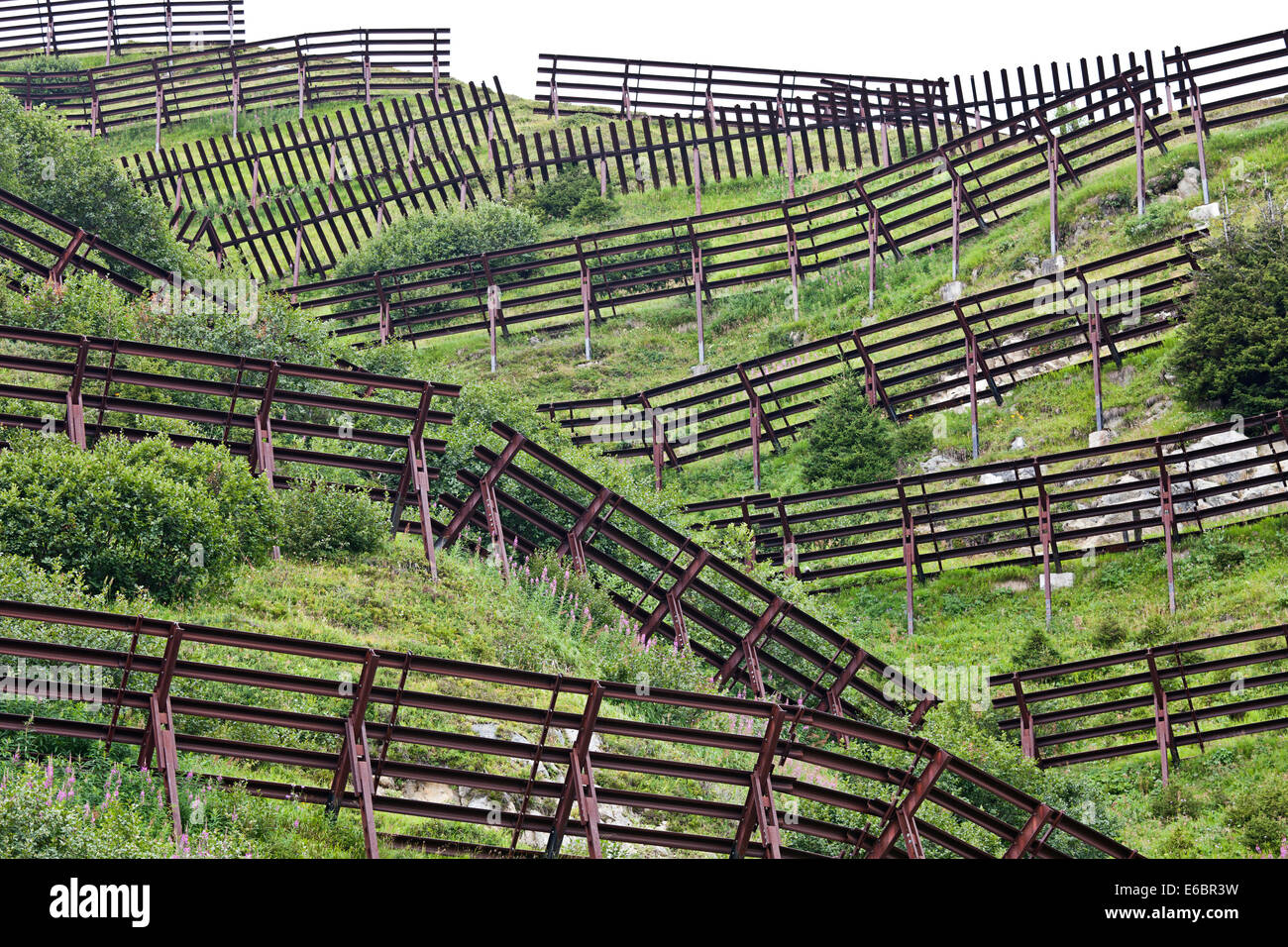 Slope with avalanche barrier hi-res stock photography and images - Alamy