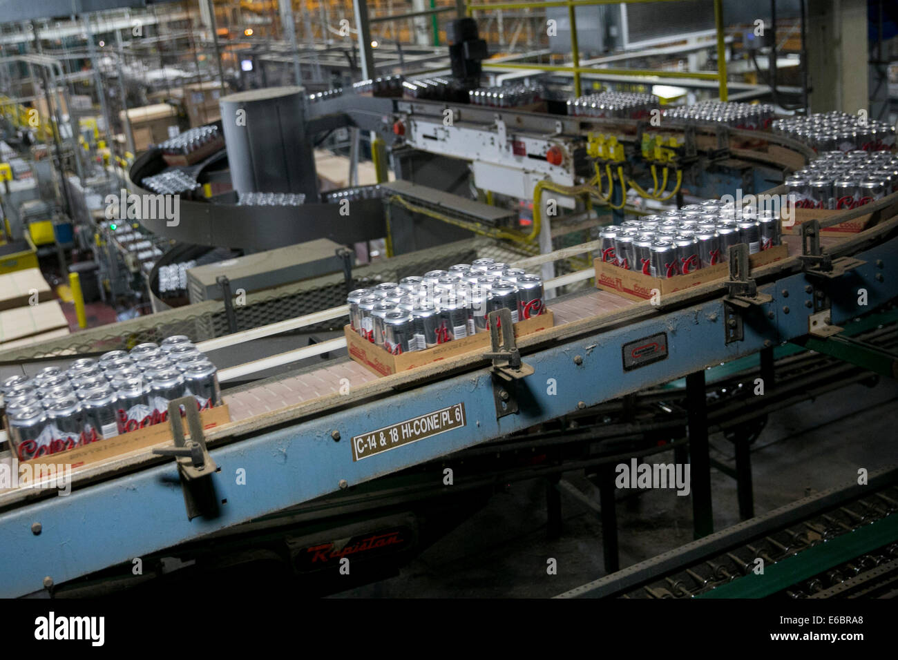 The MillerCoors brewery in Milwaukee, Wisconsin. Beer packaging line. Stock Photo