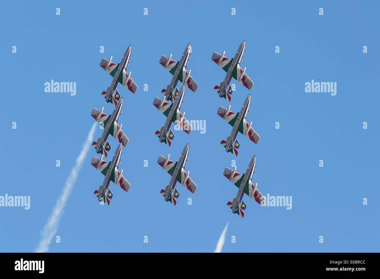 Frecce Tricolori perform their display at the Royal International Air Tattoo 2014 Stock Photo