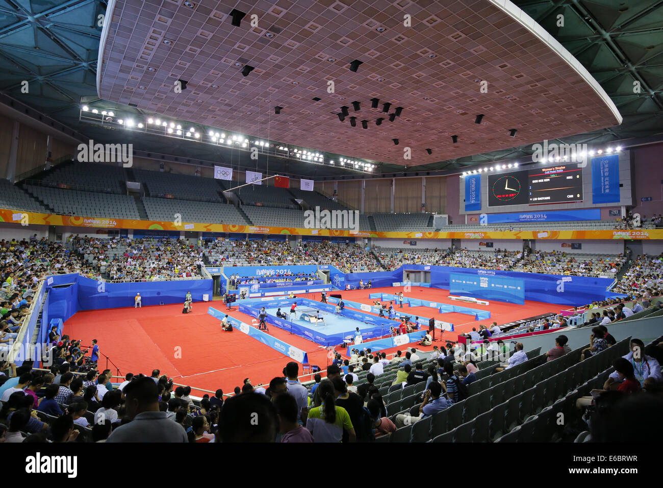 Nanjing, China. 20th Aug, 2014. Wutaishan Sports Center, August 20, 2014 - Table Tennis : General view of Wutaishan Sports Center during the 2014 Summer Youth Olympic Games in Nanjing, China. Credit:  Yusuke Nakanishi/AFLO SPORT/Alamy Live News Stock Photo