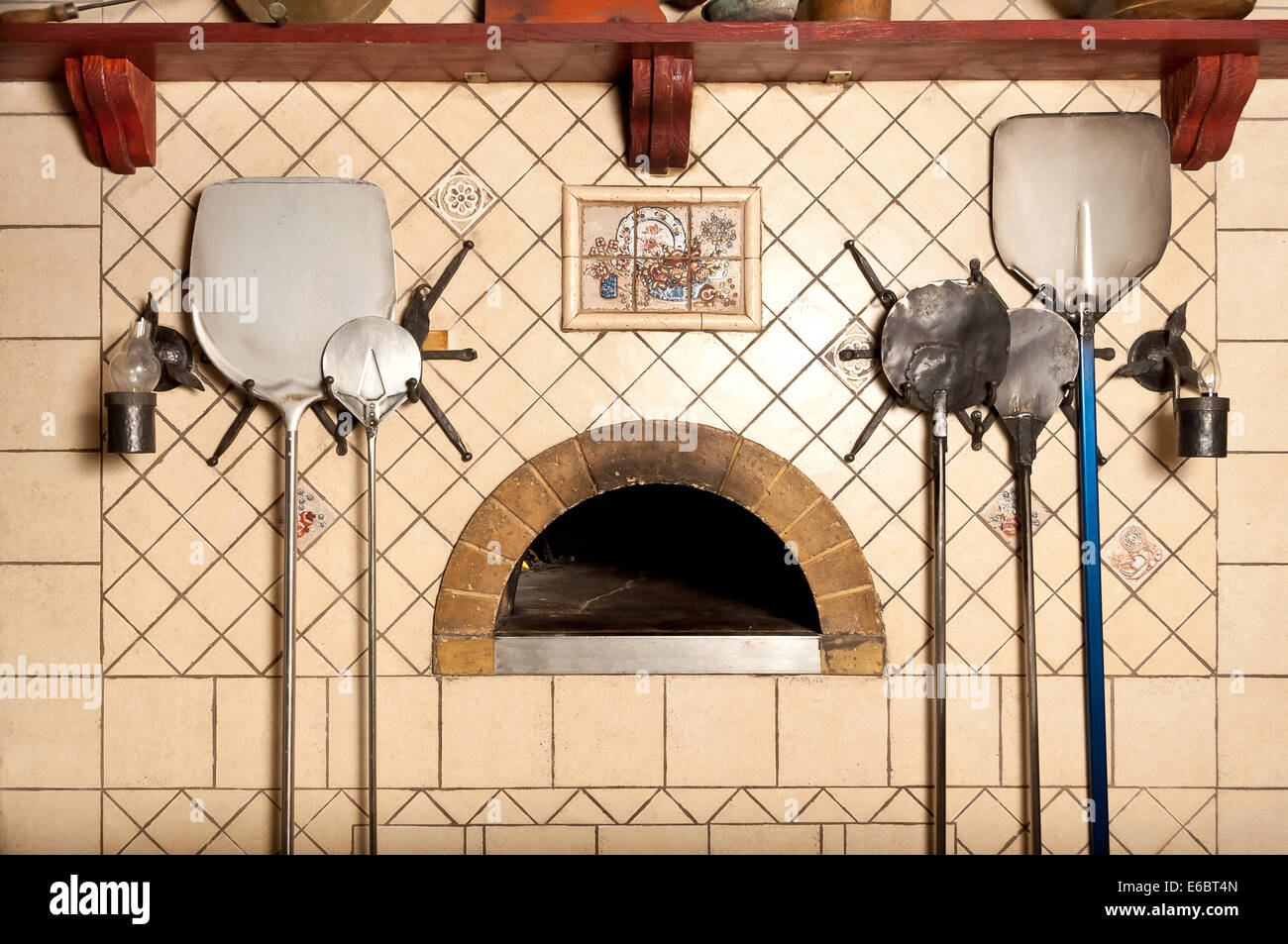 Wood-fired pizza oven in the classic Italian style Stock Photo